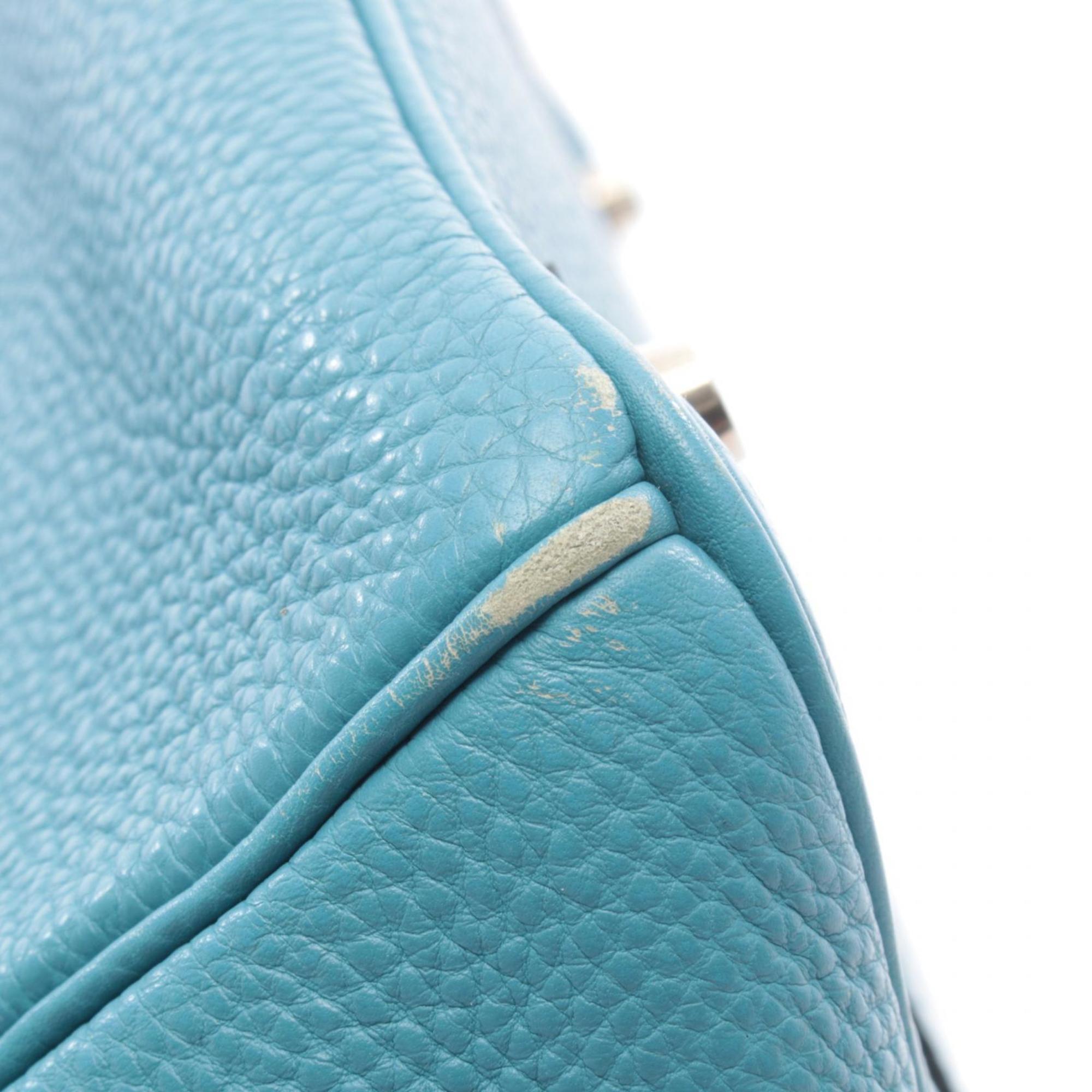 Hermes Blue Leather Handbag (Pre-Owned)