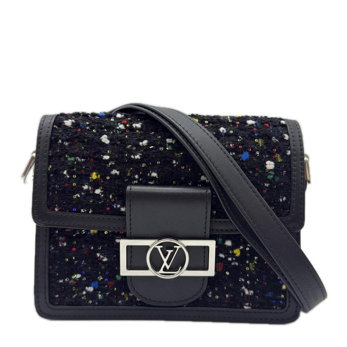Louis Vuitton Black Multi-Color Tweed Spangles Leather Shoulder Bag (Pre-Owned)