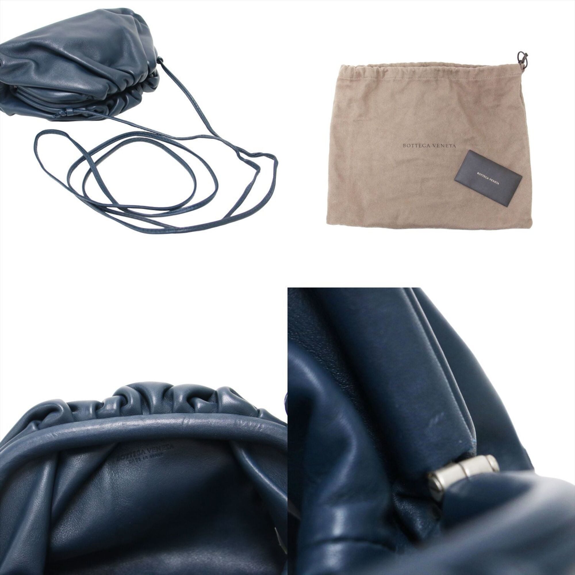 Bottega Veneta Navy Leather Pochette Shoulder Bag (Pre-Owned)