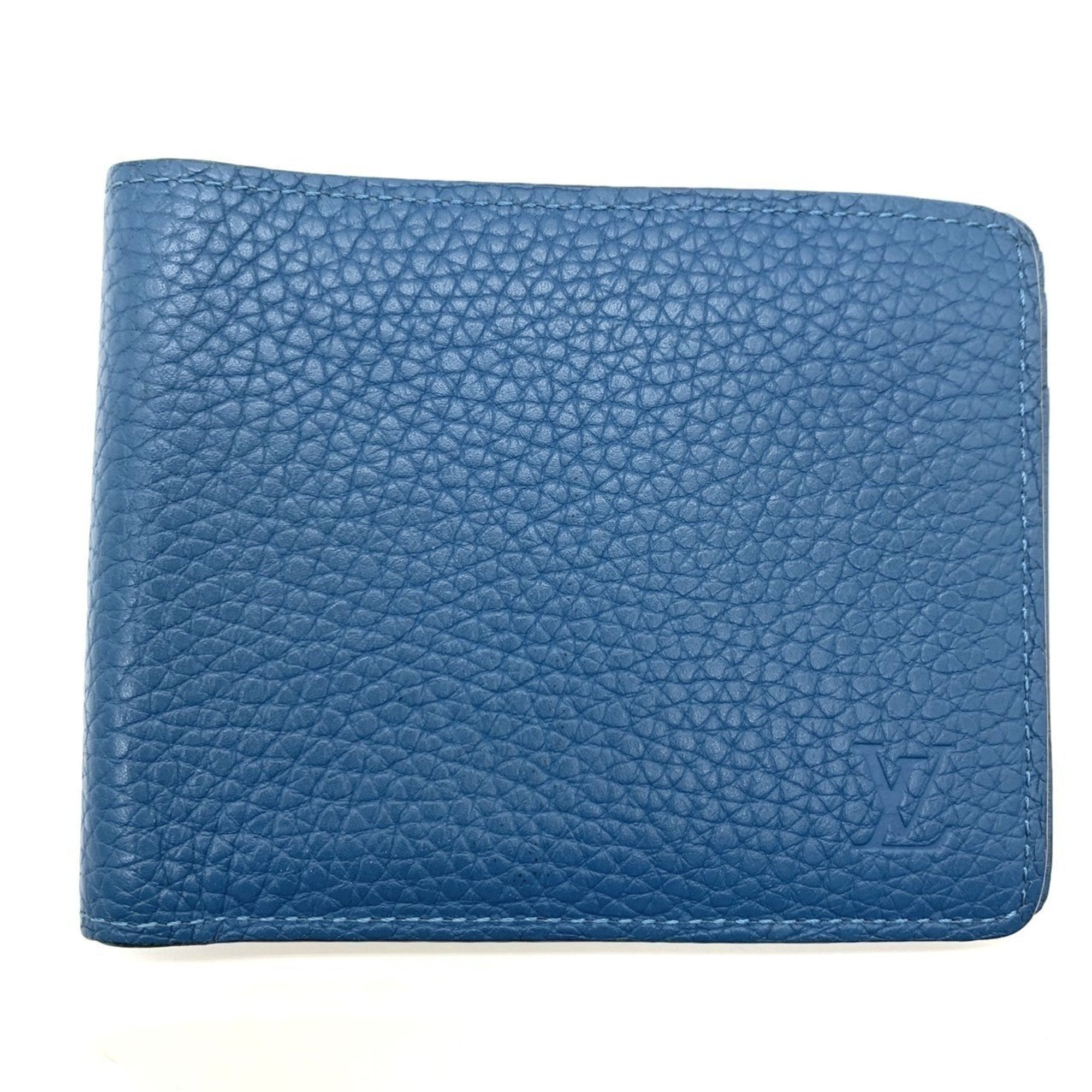 Louis Vuitton Taurillon Blue Leather Wallet (Bi-Fold) (Pre-Owned)