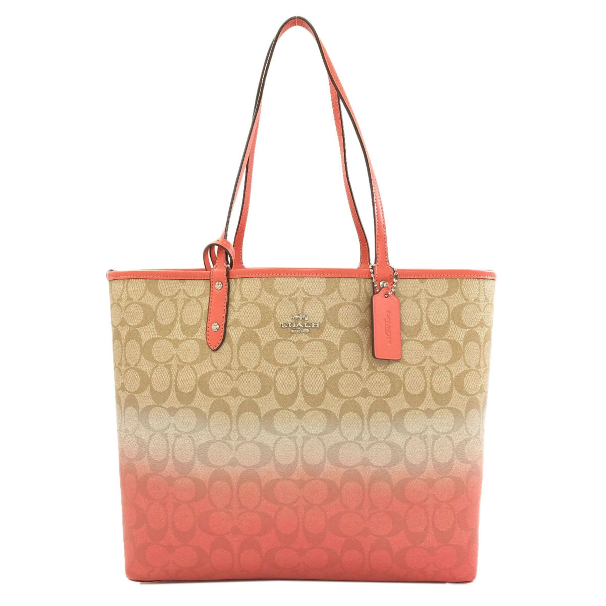 Coach Beige Pink Pvc Pouch Tote Bag (Pre-Owned)