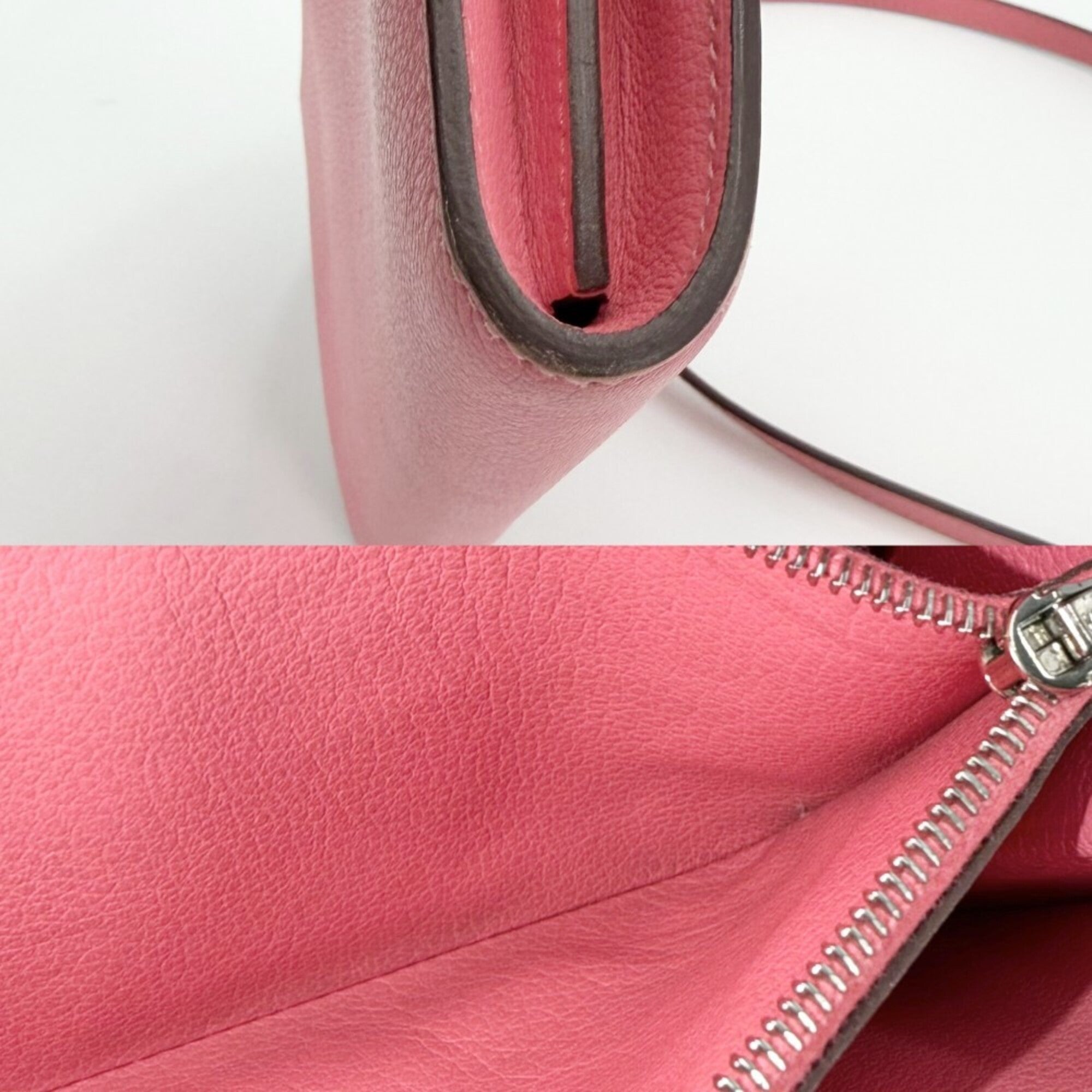 Hermes Pink Epsom Leather Chain/Shoulder Wallet (Pre-Owned)