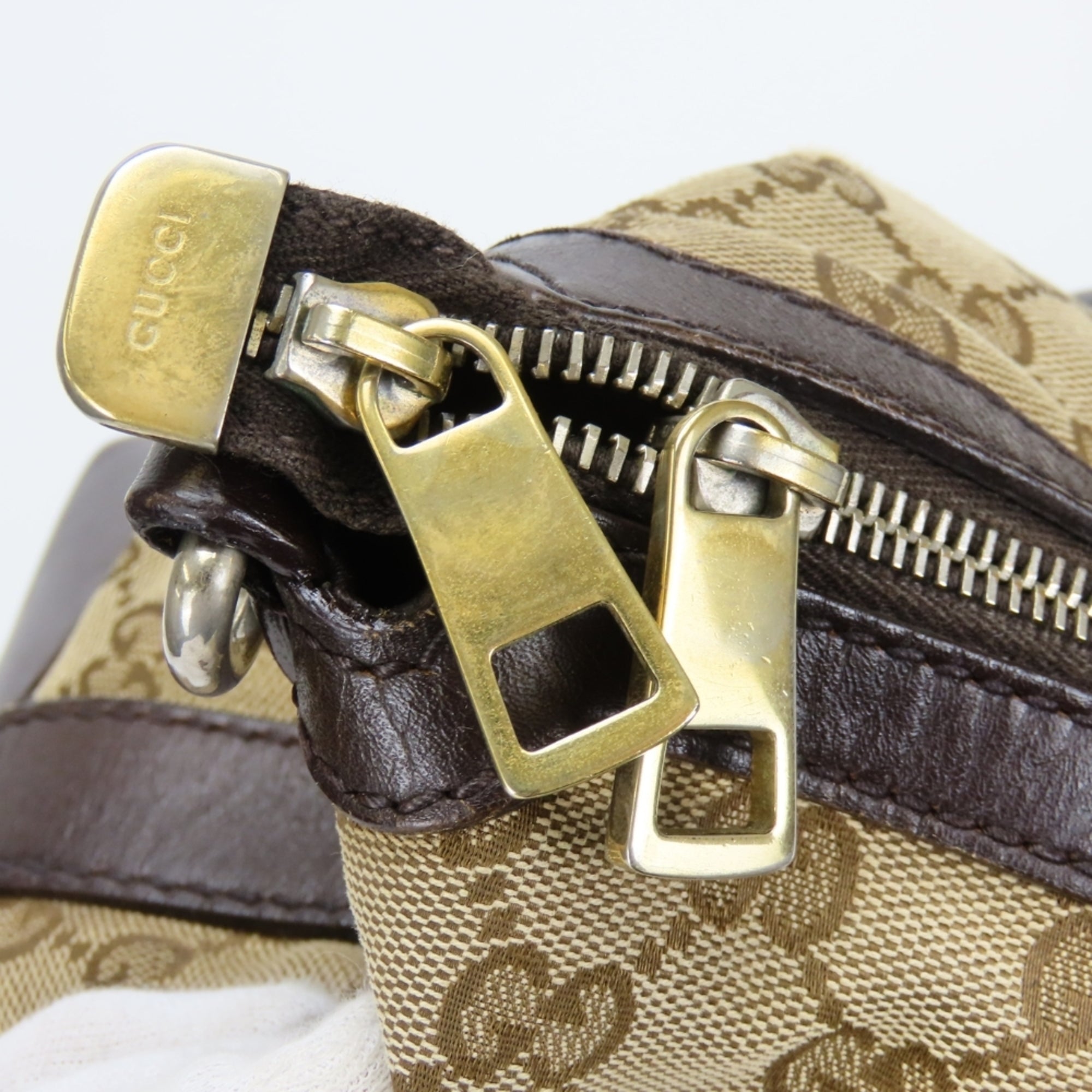 Gucci Beige Dark Brown Gg Canvas Handbag (Pre-Owned)