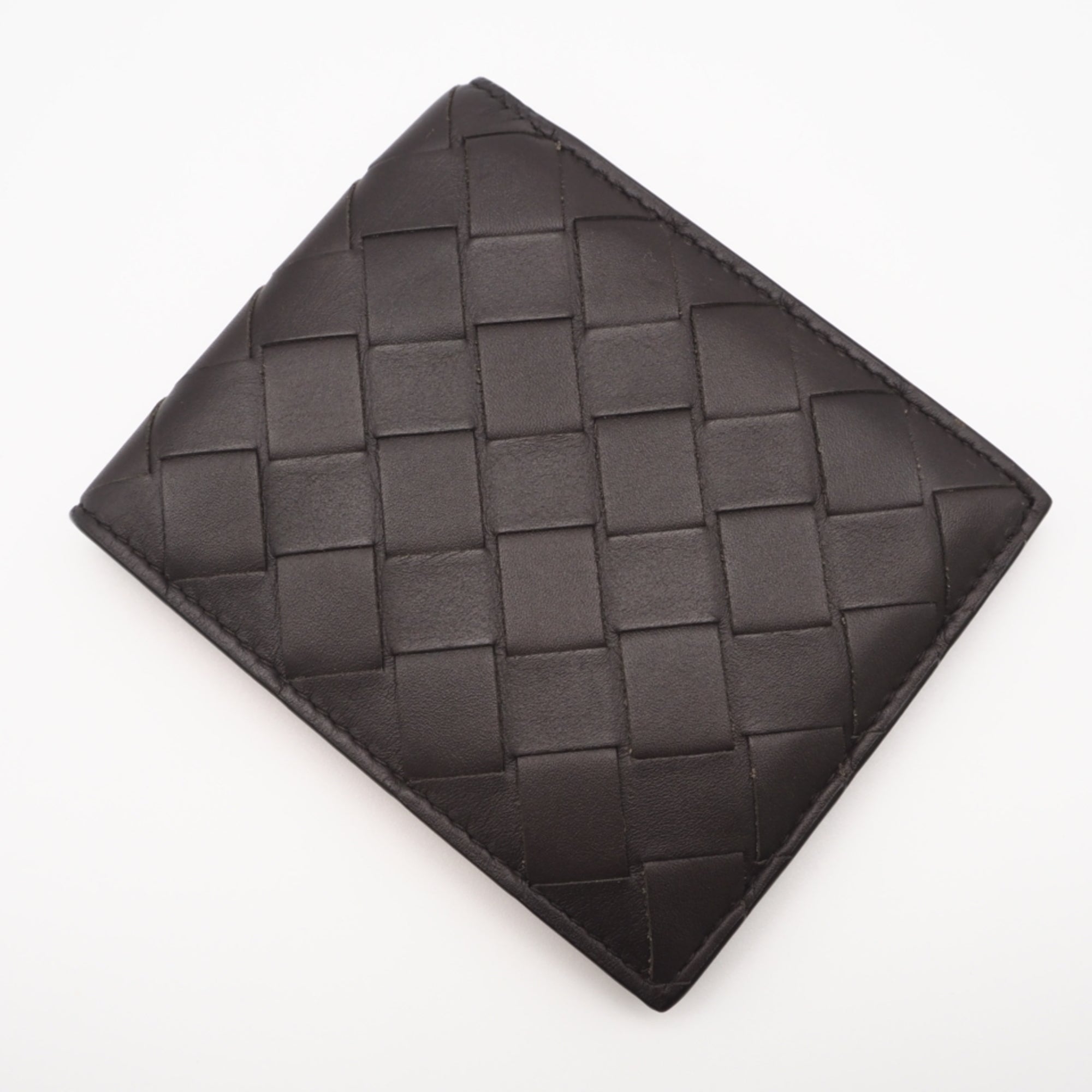 Bottega Veneta Intrecciato Brown Red Color Leather Wallet (Bi-Fold) (Pre-Owned)