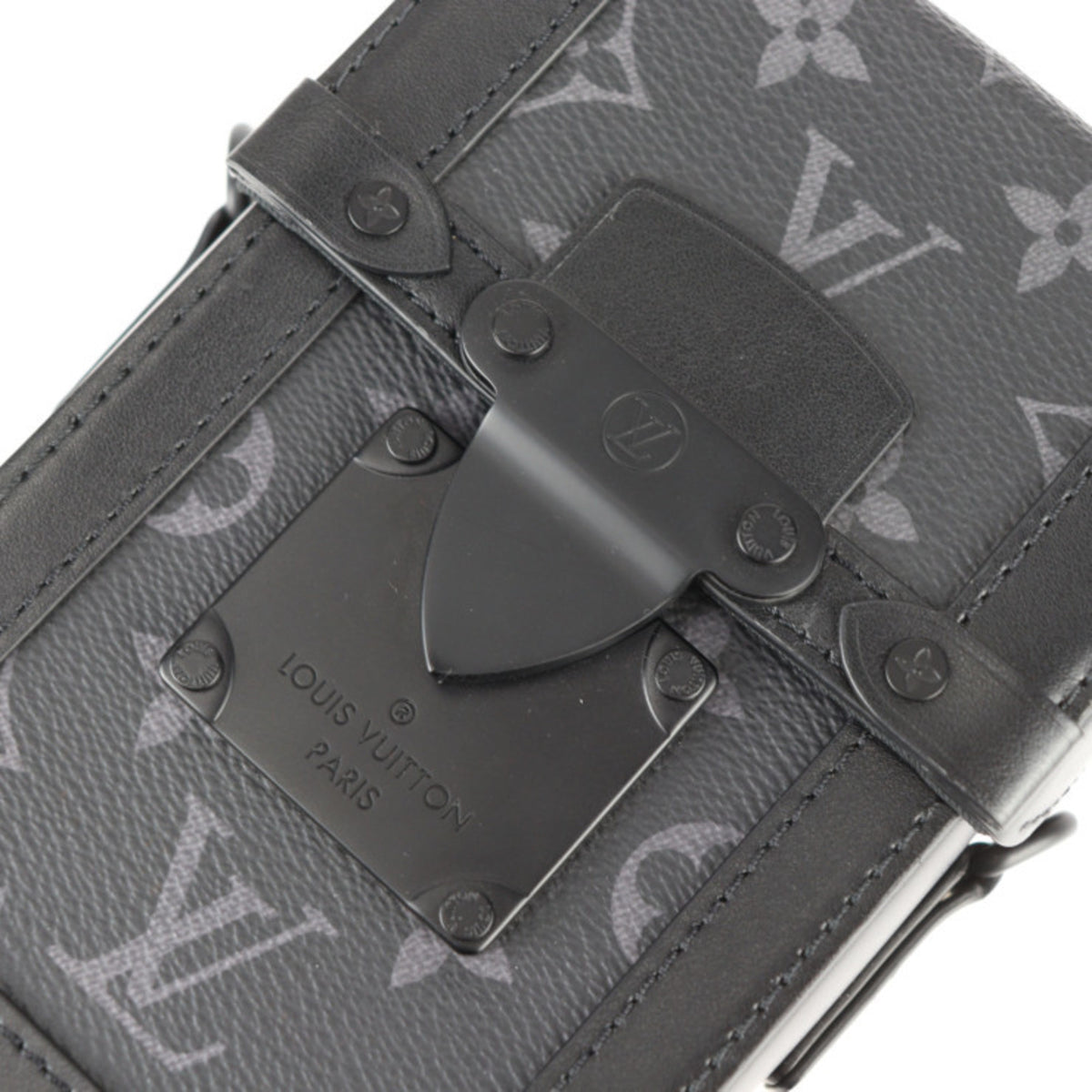 Louis Vuitton Black Gray Leather Pochette Pouch Shoulder Bag (Pre-Owned)