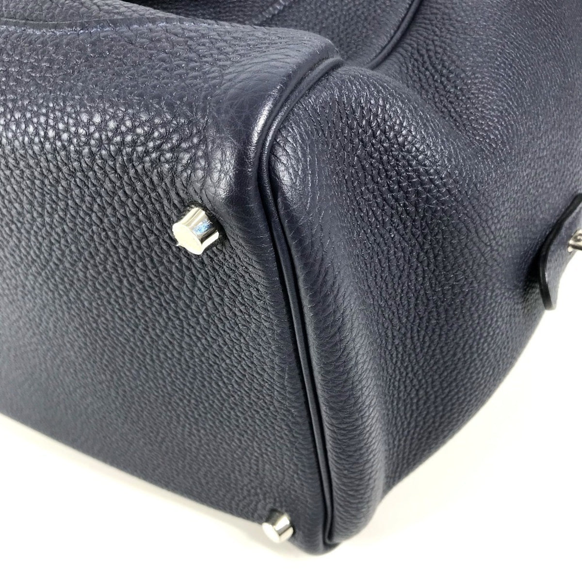 Hermes Navy Togo Leather Boston Bag Handbag Shoulder Bag (Pre-Owned)