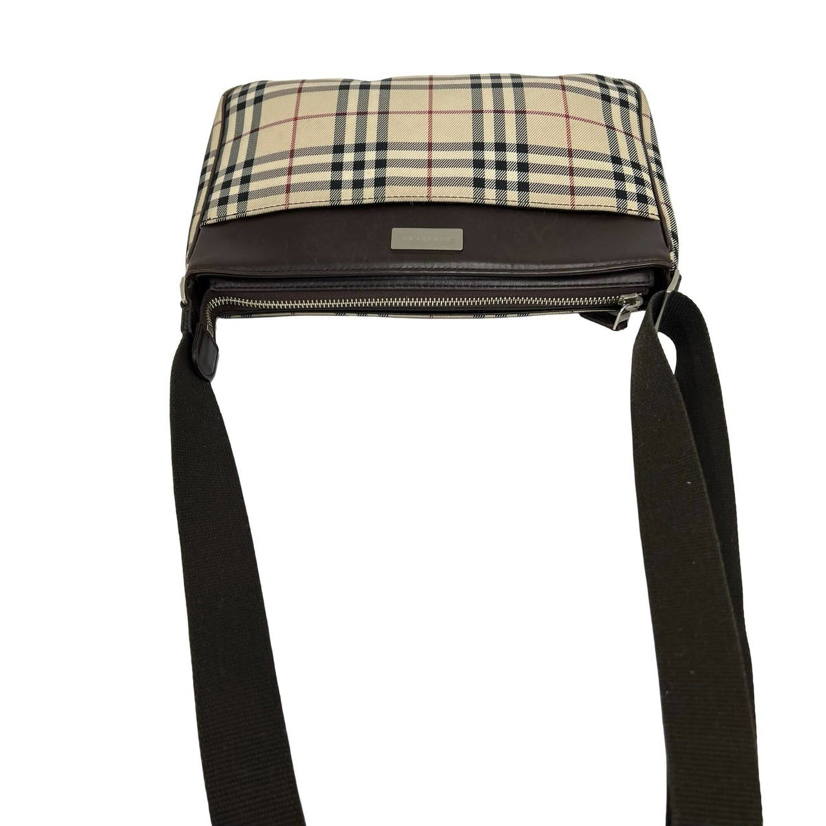 Burberry Beige Brown Canvas Leather Shoulder Bag (Pre-Owned)