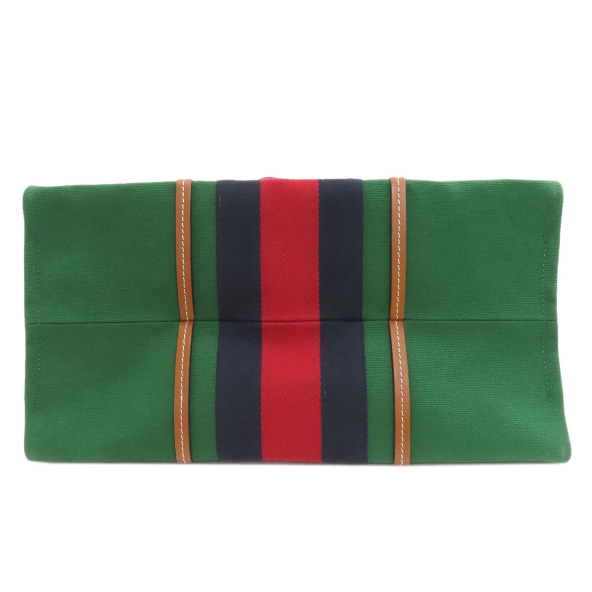 Gucci Brown Green Red Color Canvas Tote Bag (Pre-Owned)
