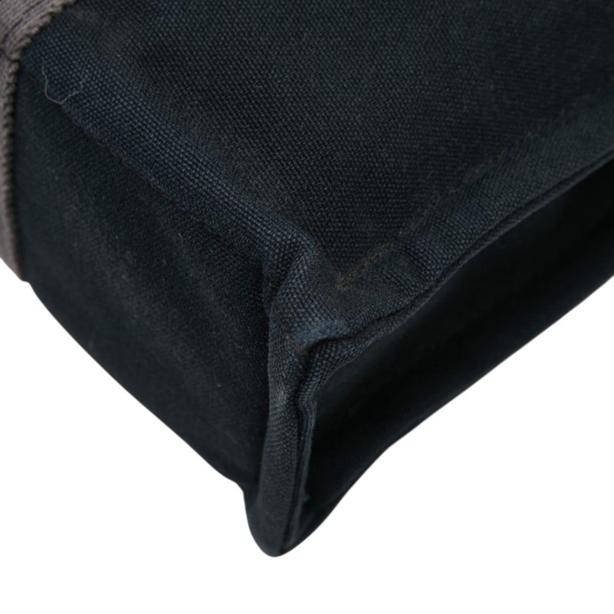 Hermes Black Gray Canvas Handbag Tote Bag (Pre-Owned)