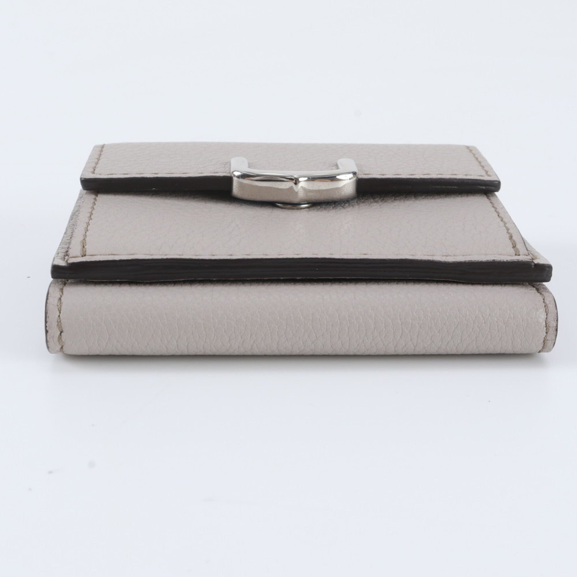 Cartier C De Cartier Beige Leather Wallet (Tri-Fold) (Pre-Owned)