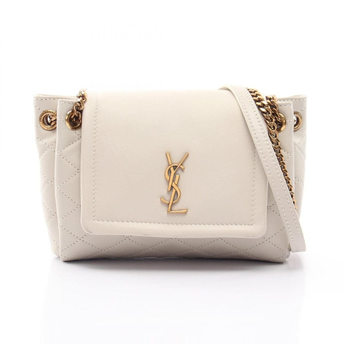Saint Laurent Ivory Leather Handbag Shoulder Bag (Pre-Owned)