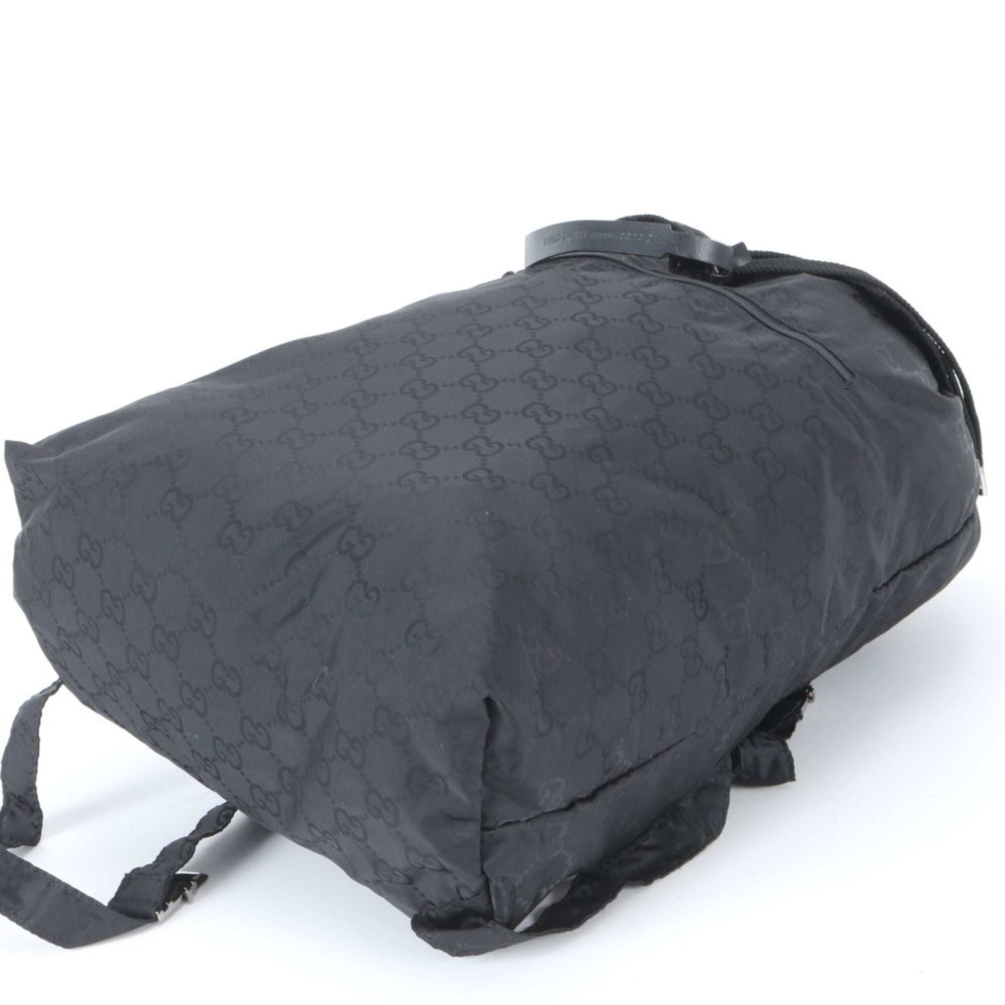 Gucci Black Nylon Leather Backpack Handbag (Pre-Owned)