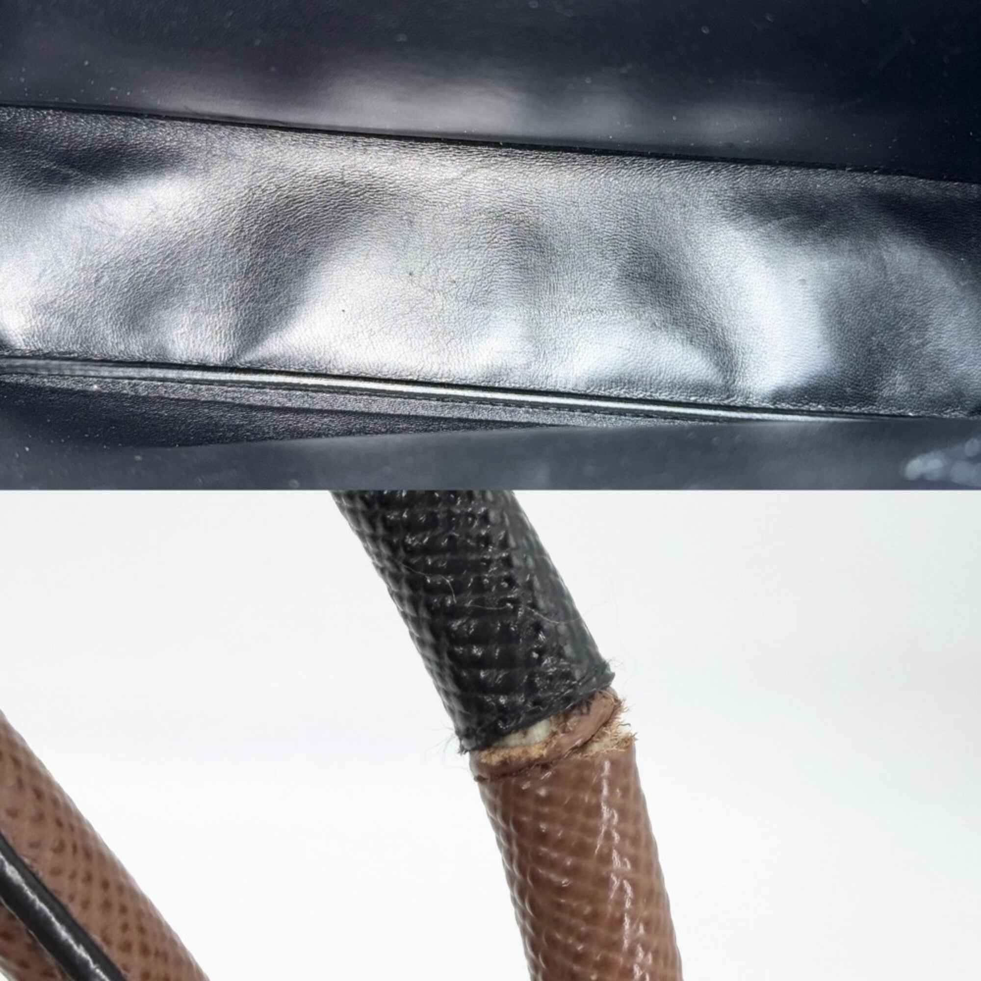 Prada Brown Leather Handbag Tote Bag (Pre-Owned)