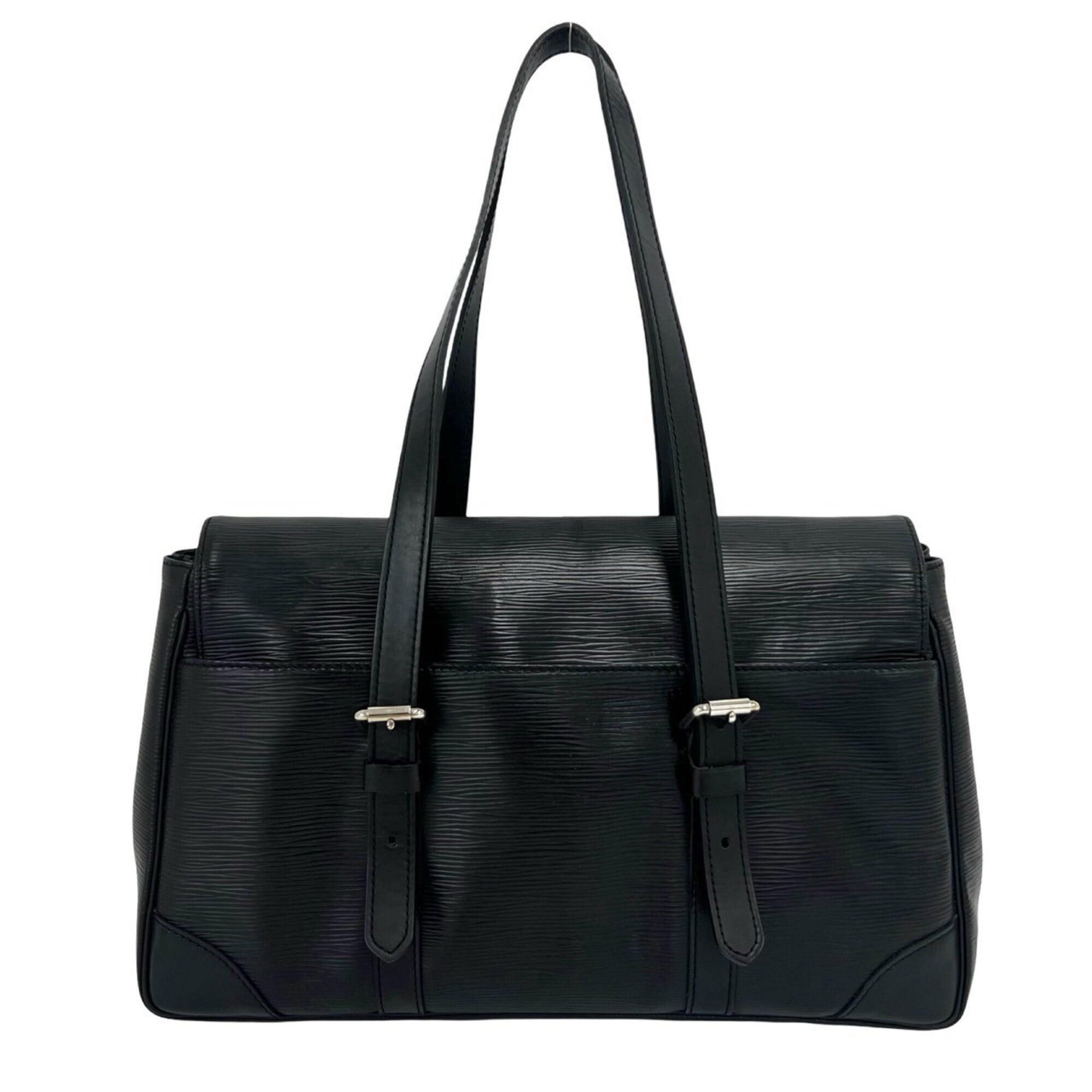 Louis Vuitton Black Leather Handbag Shoulder Bag Tote Bag (Pre-Owned)
