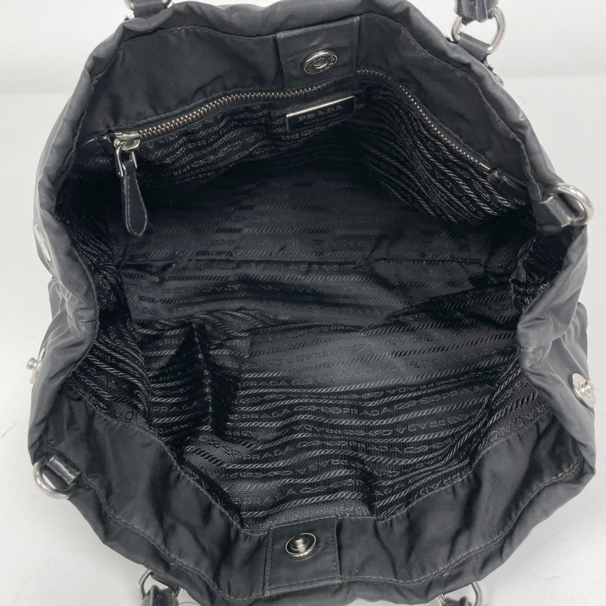 Prada Black Nylon Leather Handbag (Pre-Owned)