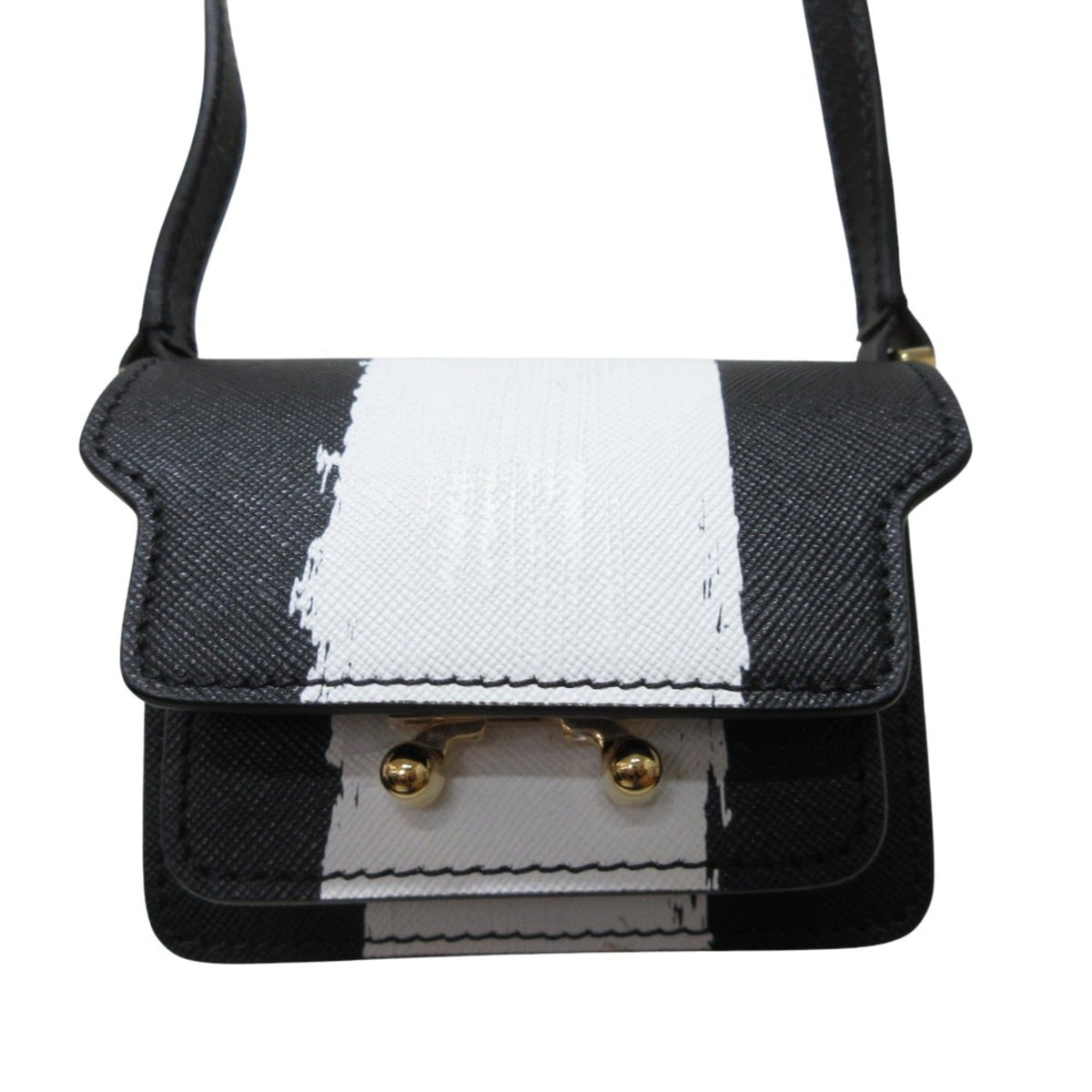 Marni Black White Leather Pochette Shoulder Bag (Pre-Owned)