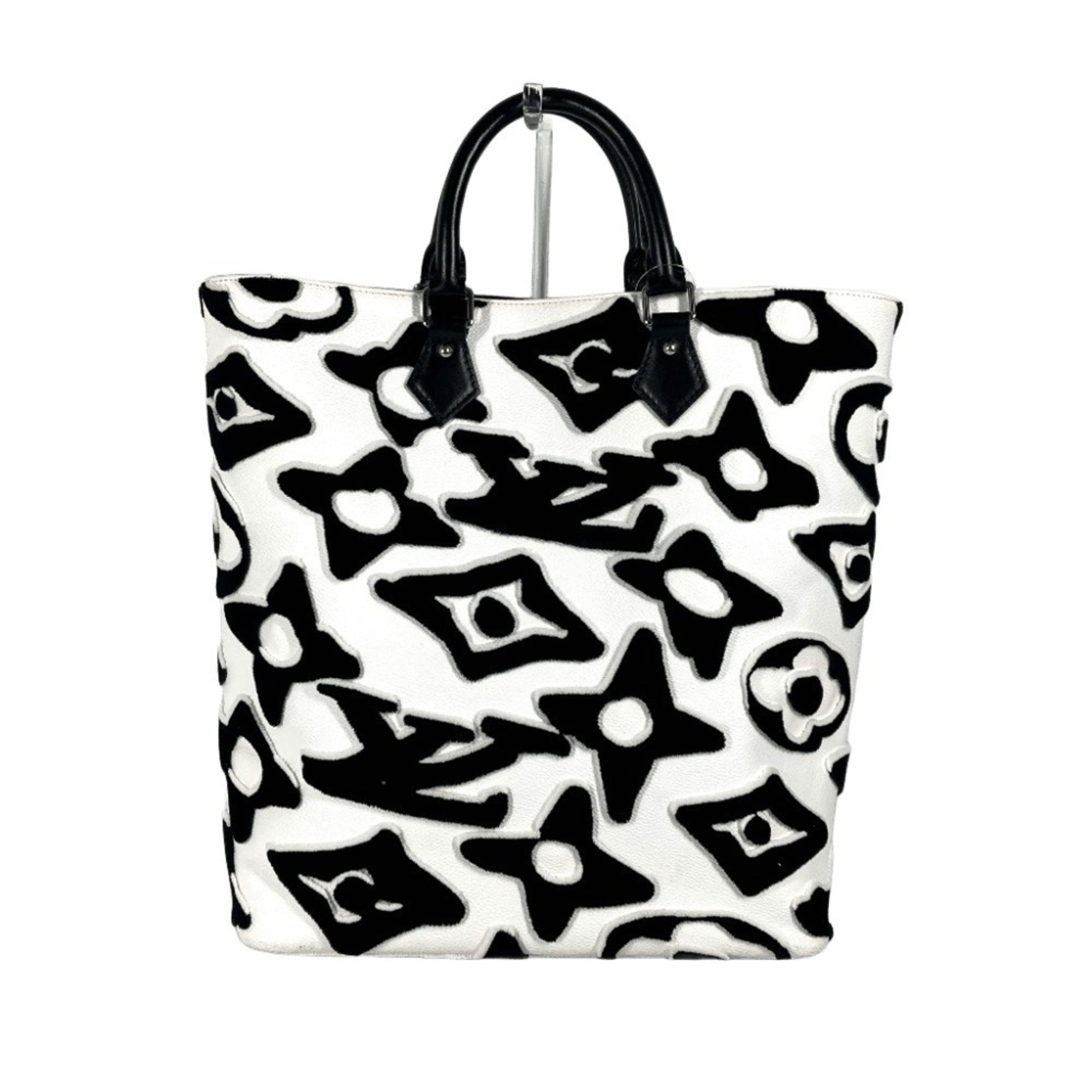 Louis Vuitton Black White Coated Canvas Shoulder Bag Tote Bag (Pre-Owned)