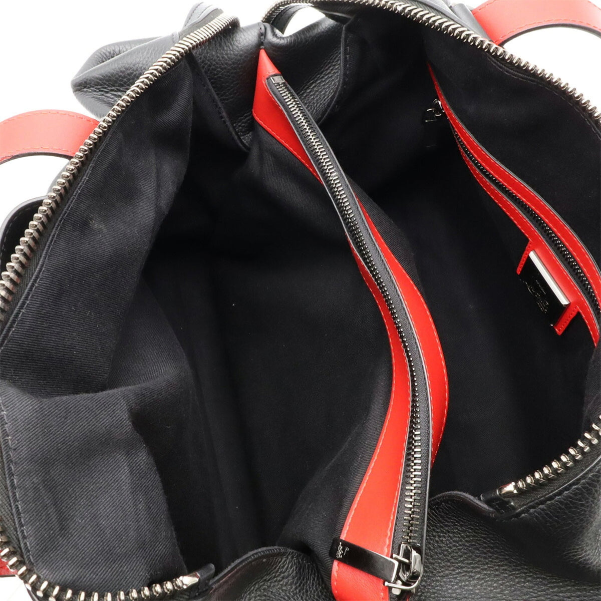 Christian Louboutin Black Red Color Leather Boston Bag Shoulder Bag (Pre-Owned)