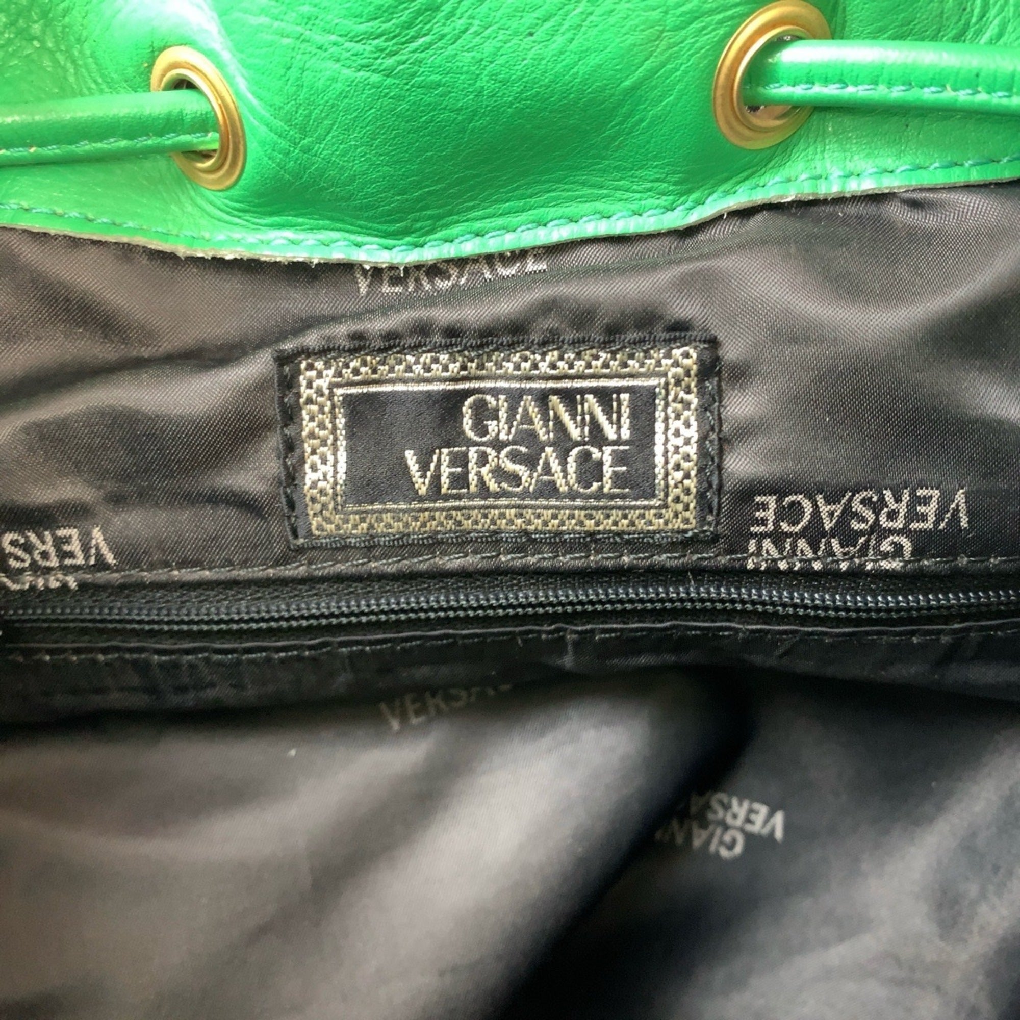 Versace Green Multi-Color Canvas Backpack (Pre-Owned)