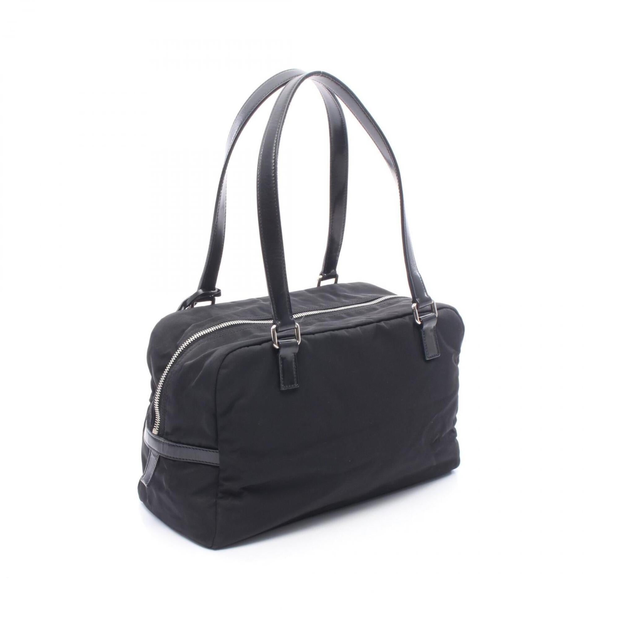 Prada Black Nylon Leather Handbag Shoulder Bag (Pre-Owned)