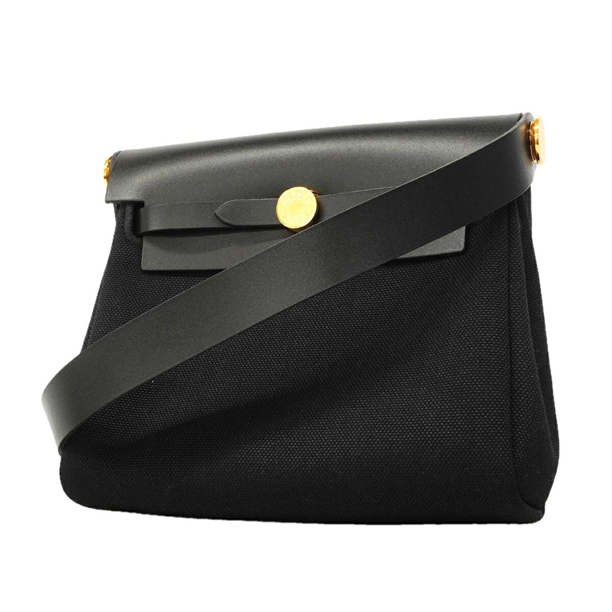 Hermes Black Toile Officier Shoulder Bag (Pre-Owned)