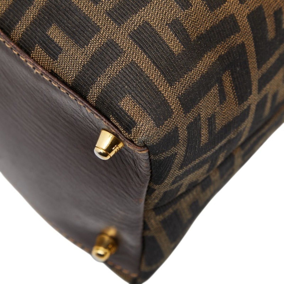 Fendi Beige Black Canvas Handbag (Pre-Owned)