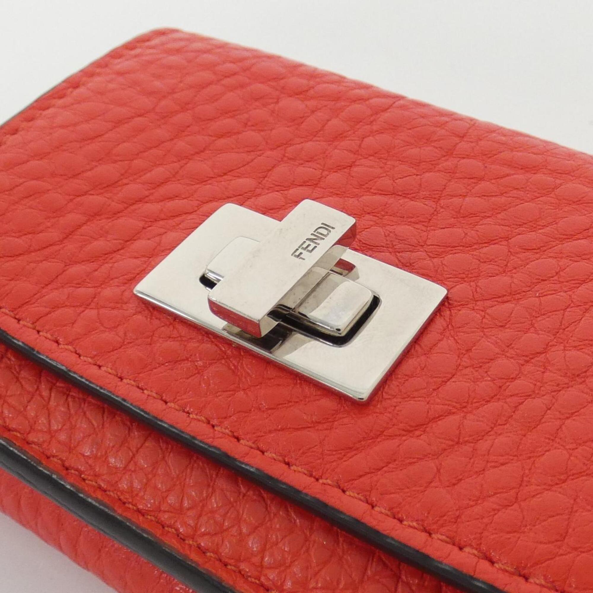 Fendi Red Color Leather Wallet (Tri-Fold) (Pre-Owned)