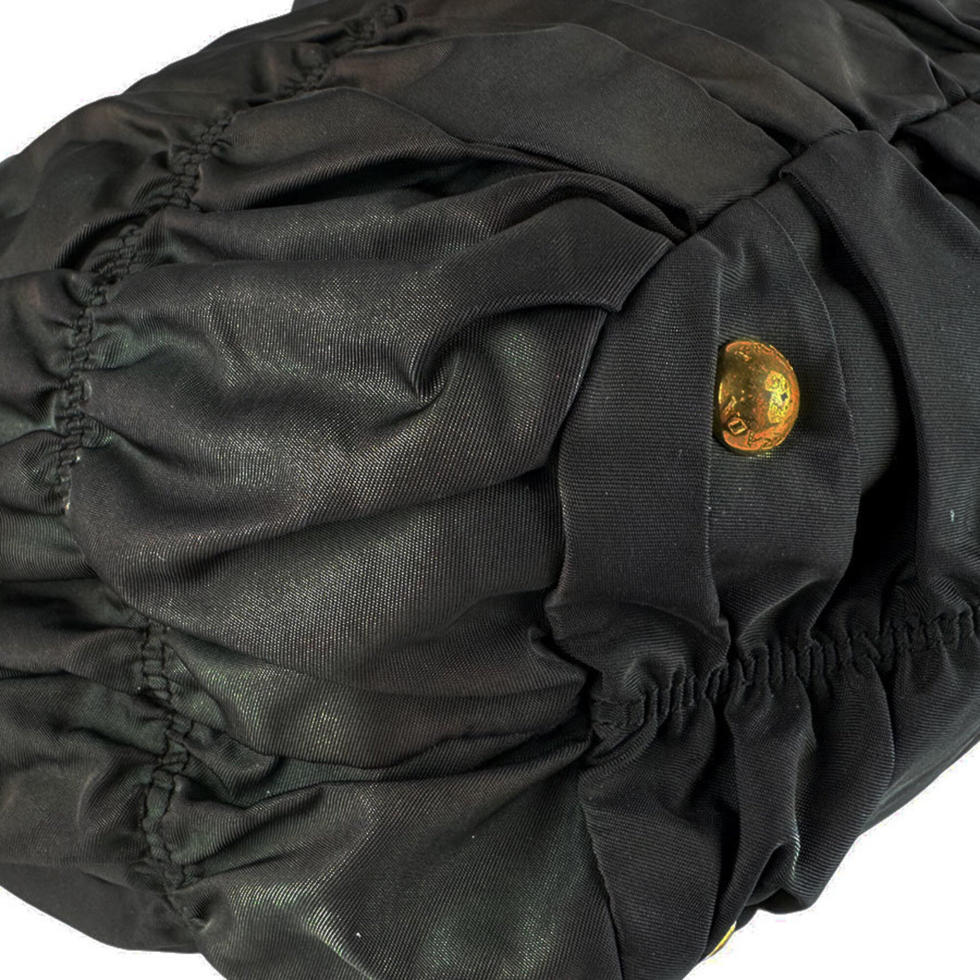 Prada Black Green Nylon Leather Handbag Shoulder Bag (Pre-Owned)