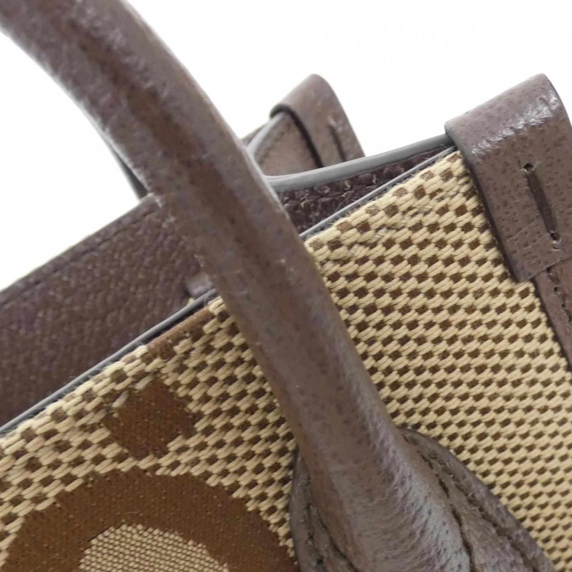 Gucci Brown Camel Gg Canvas Leather Handbag (Pre-Owned)