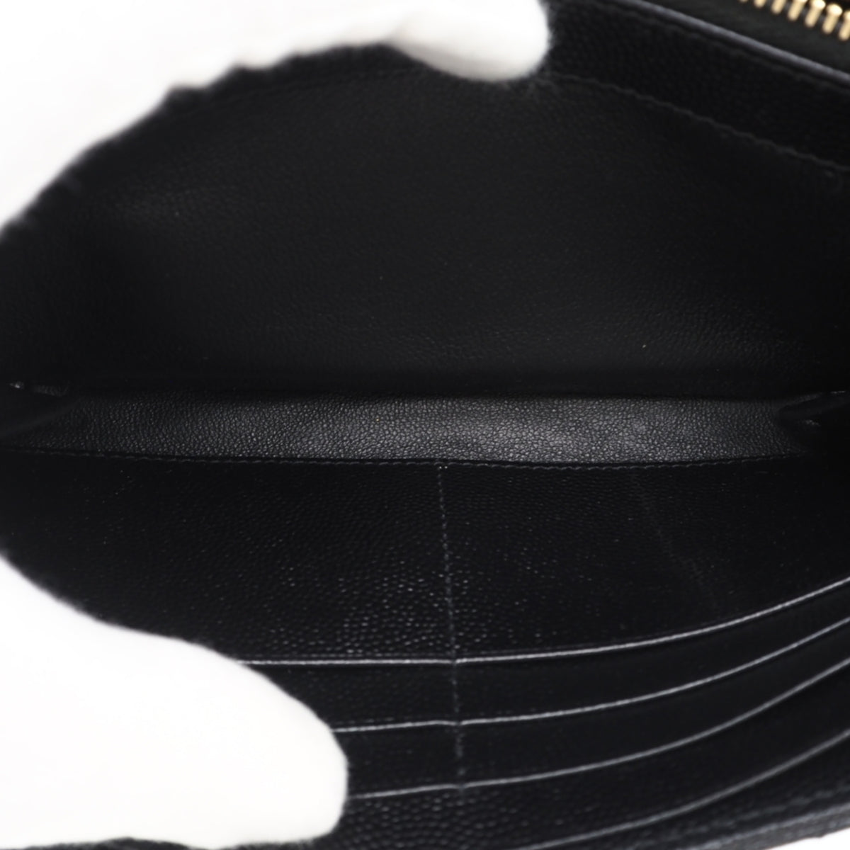 Yves Saint Laurent Black Leather Long Wallet (Bi-Fold) (Pre-Owned)