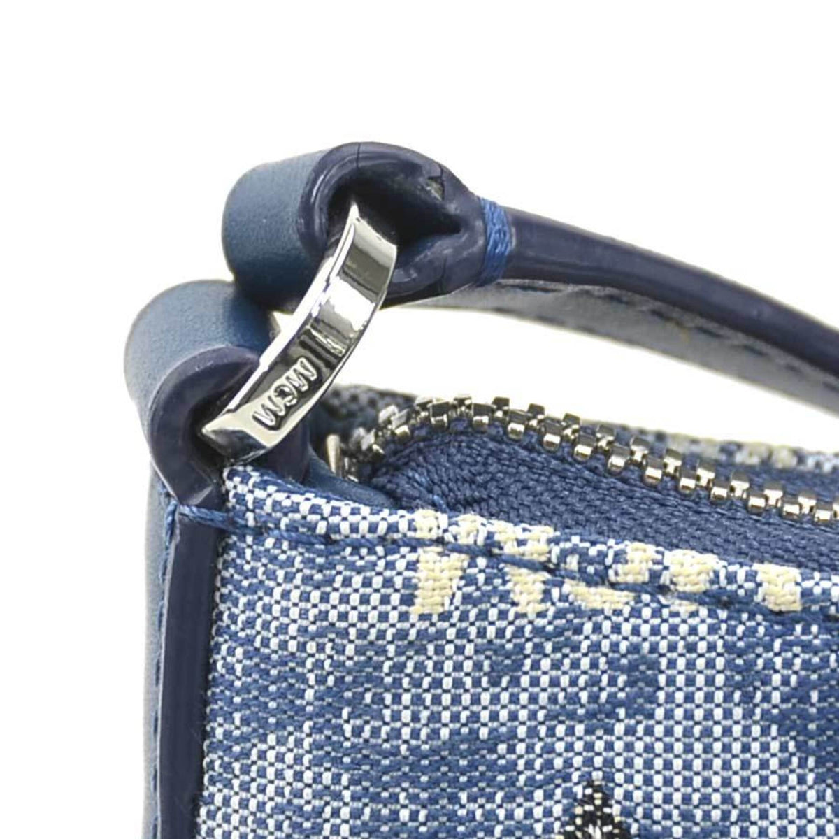 Mcm Blue Canvas Leather Shoulder Bag (Pre-Owned)