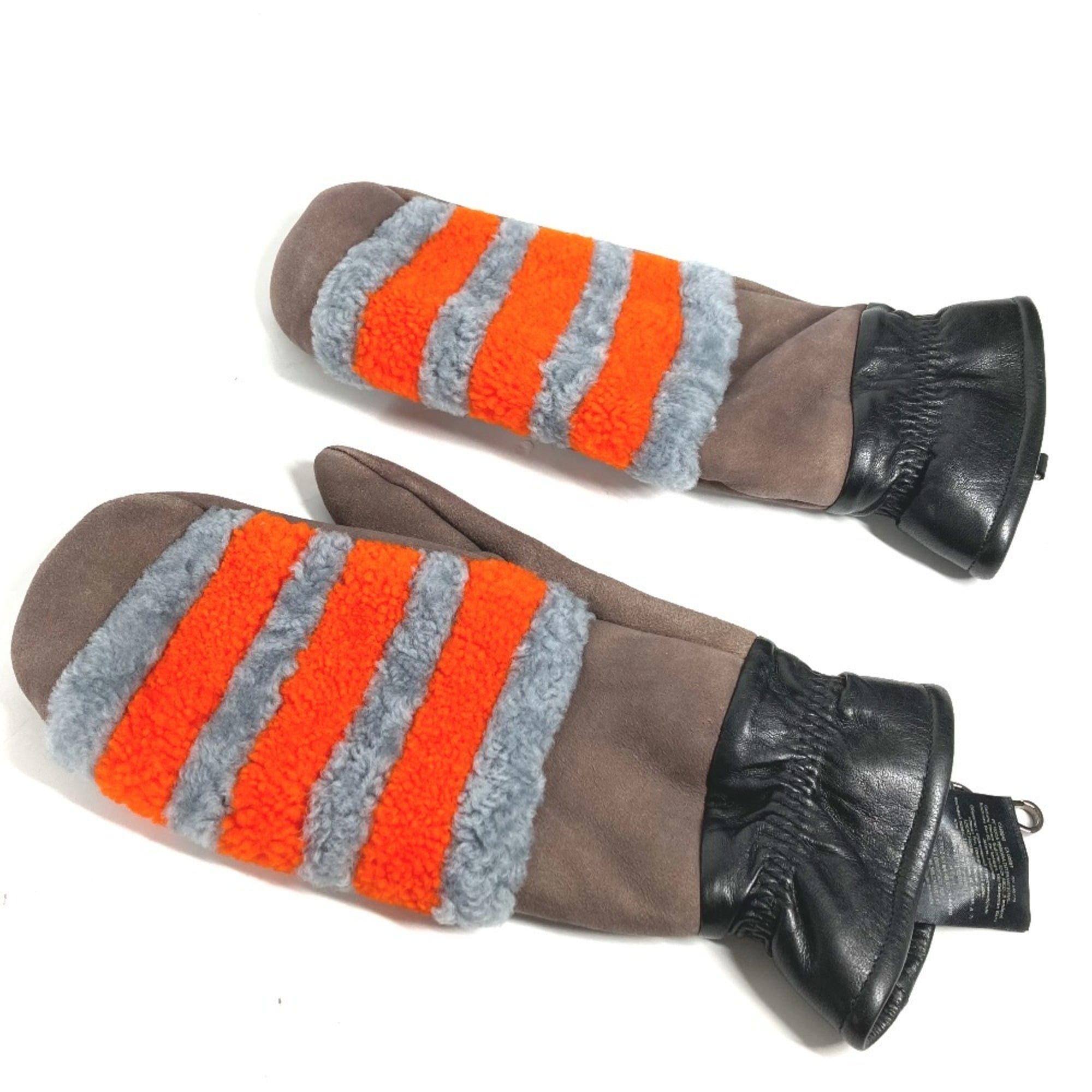 Fendi Gray Orange Angora Warm Gloves (Pre-Owned)