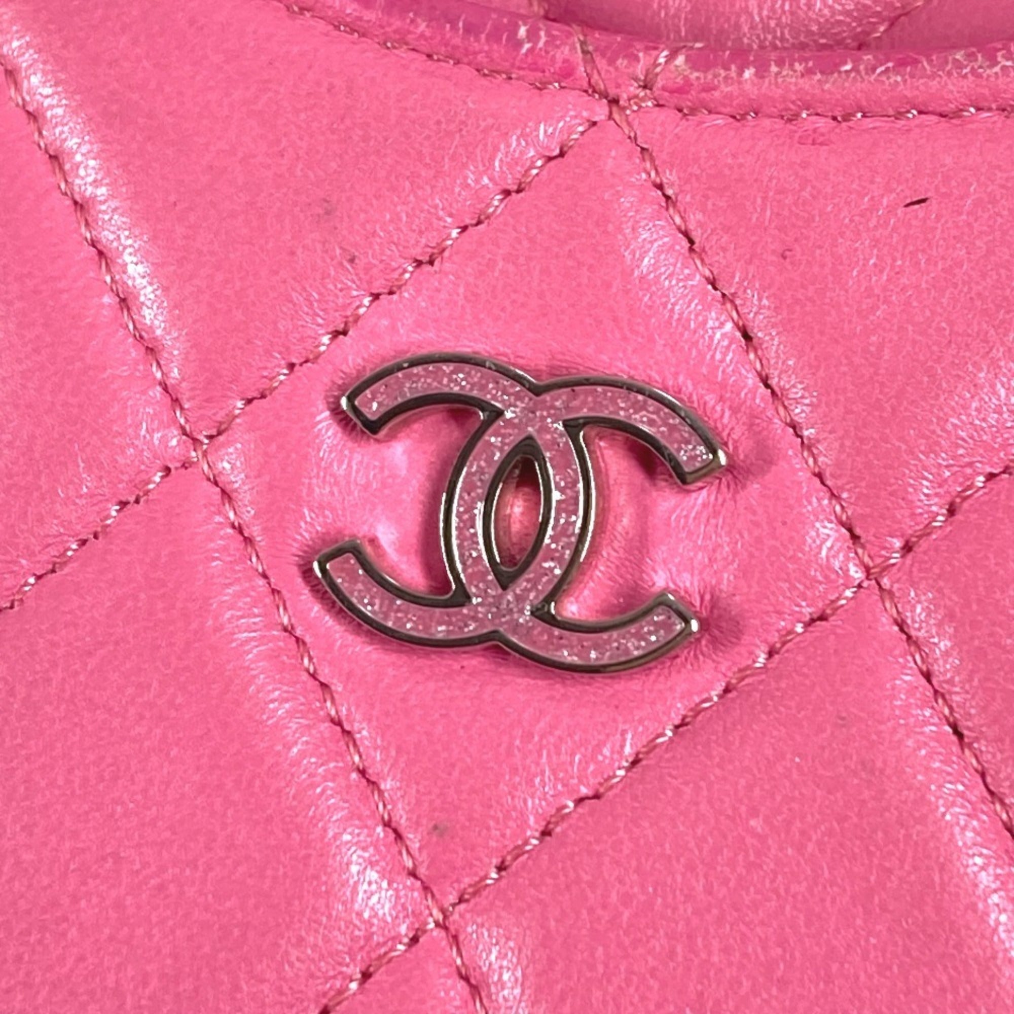 Chanel Pink Leather Long Wallet (Bi-Fold) (Pre-Owned)