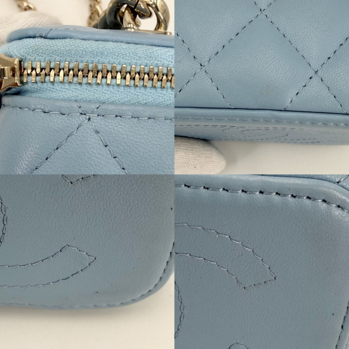 Chanel Matelasse Light Blue Leather Shoulder Bag (Pre-Owned)