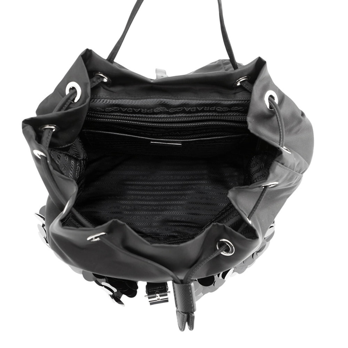 Prada Black Nylon Leather Backpack Handbag (Pre-Owned)