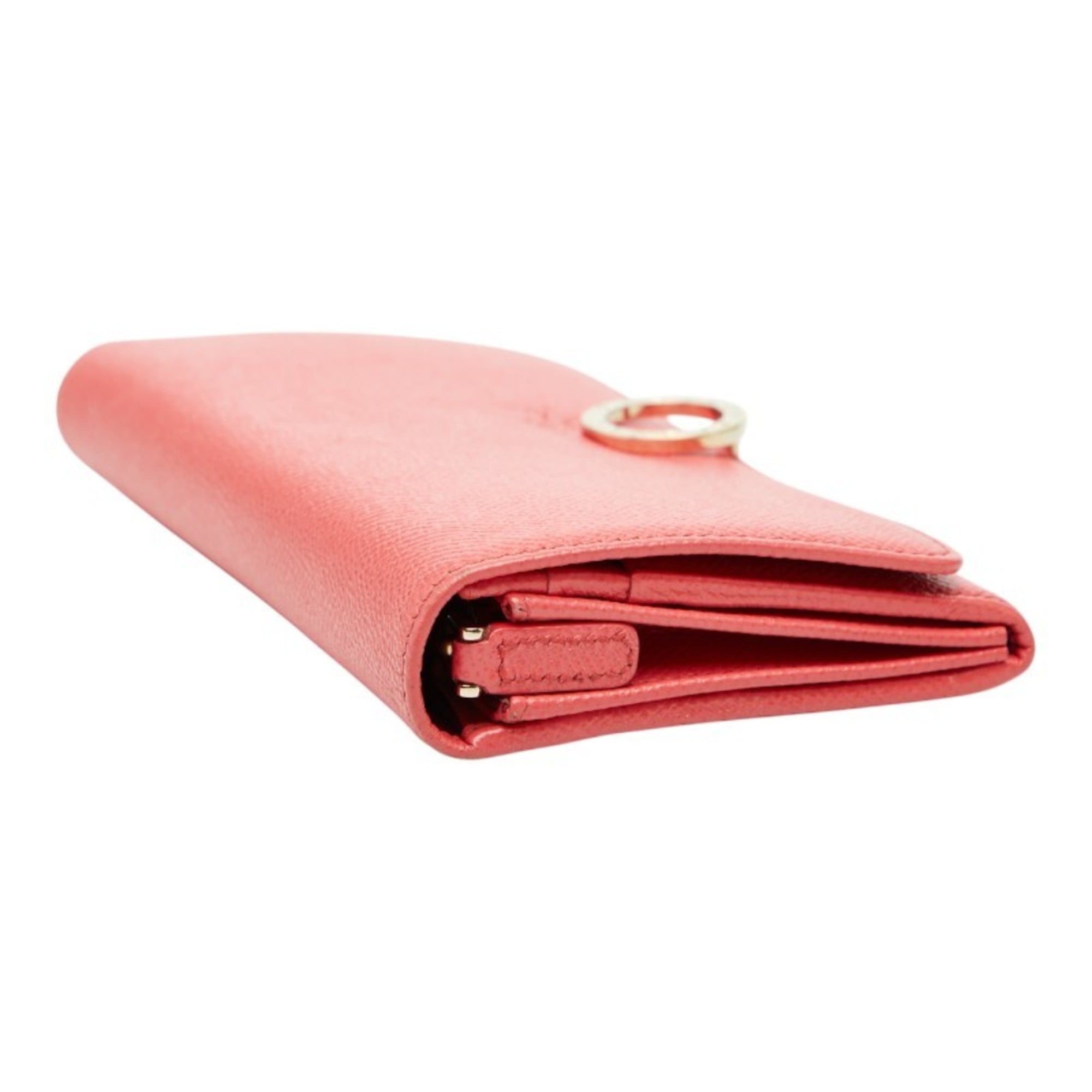 Bvlgari Pink Leather Long Wallet (Bi-Fold) (Pre-Owned)