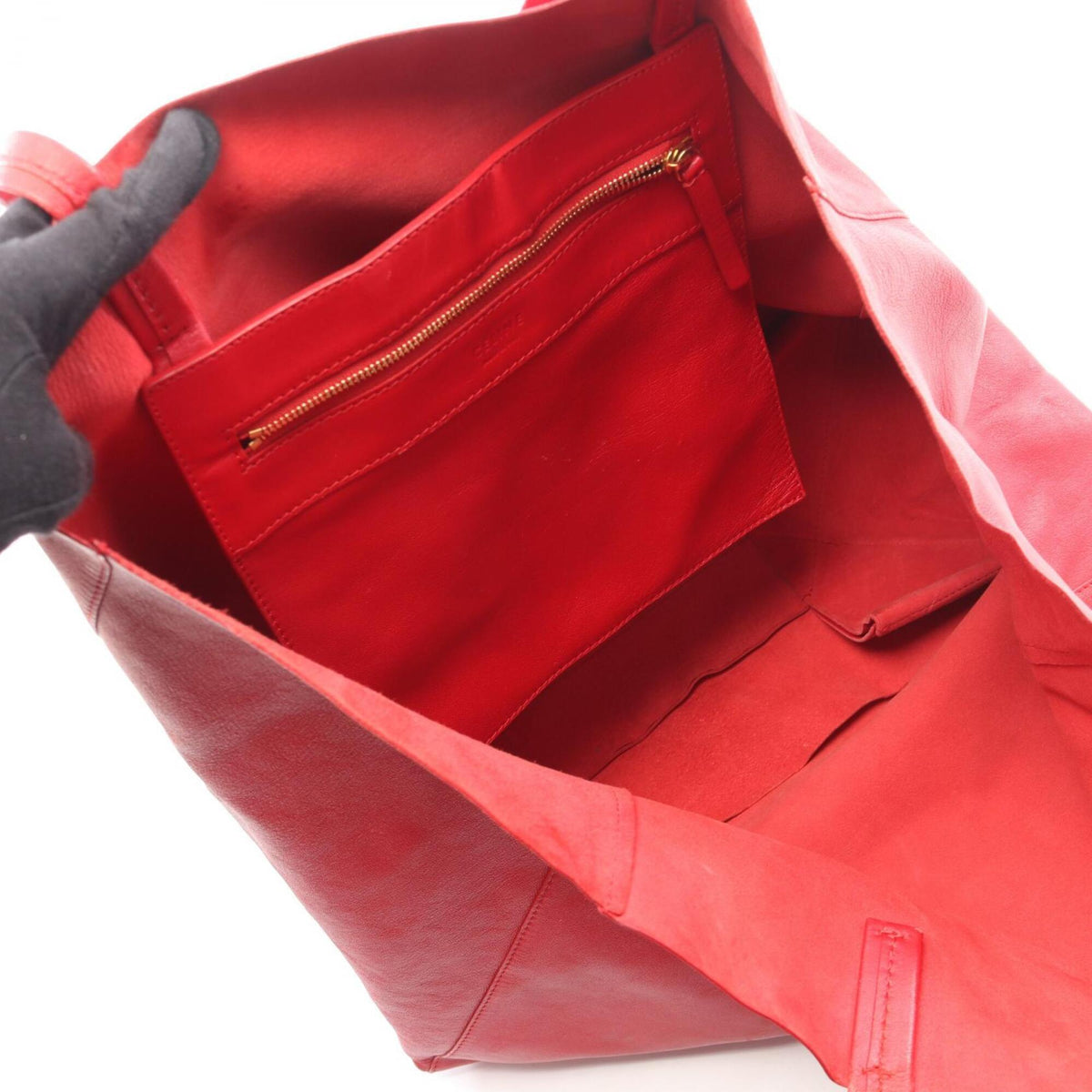 Celine Red Color Leather Handbag Tote Bag (Pre-Owned)