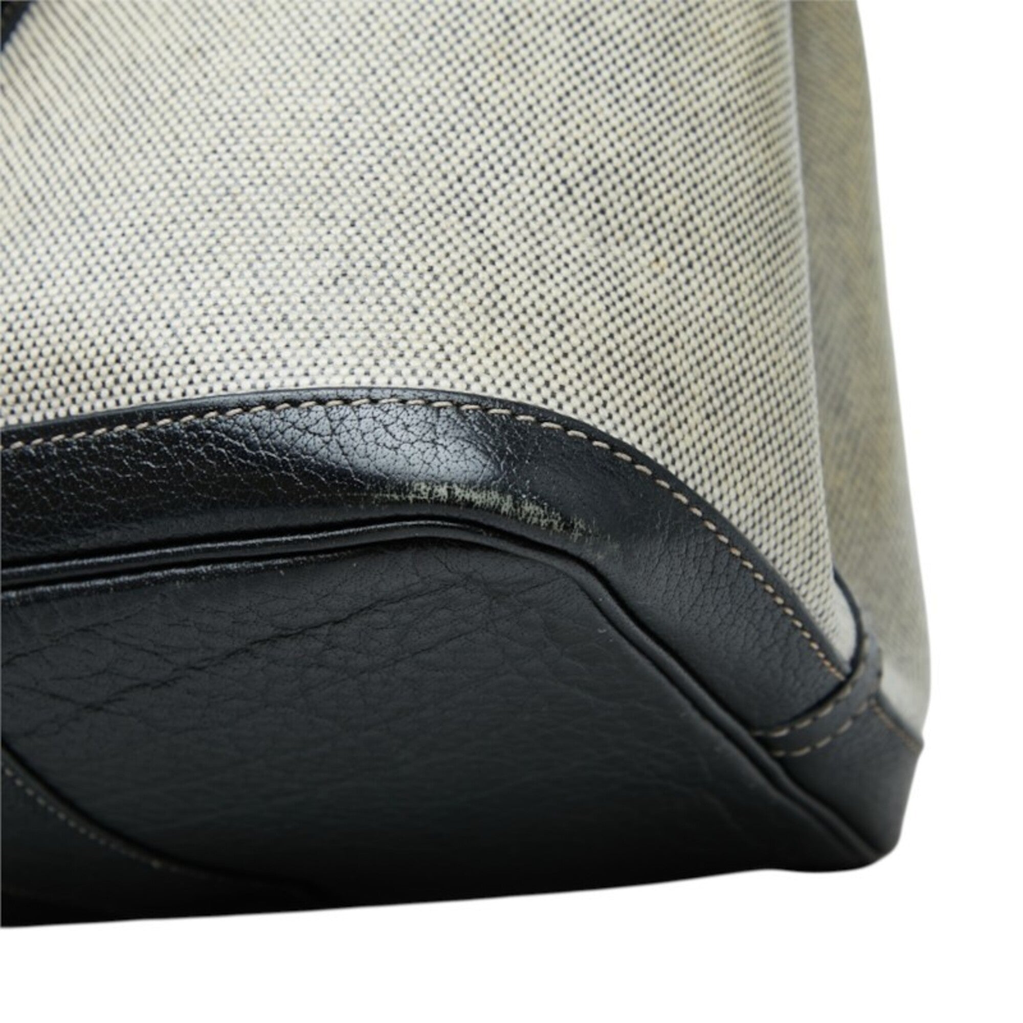 Hermes Beige Black Toile H Negonda Leather Handbag Tote Bag (Pre-Owned)