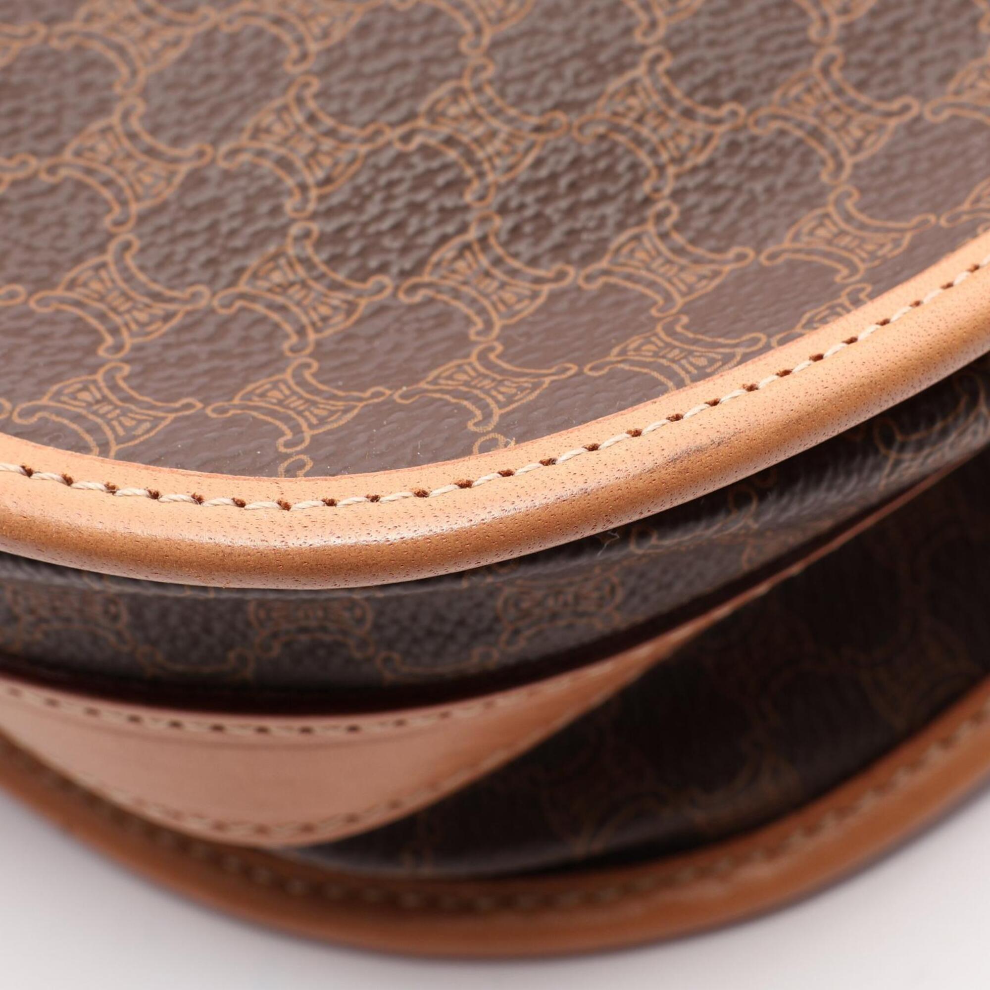 Celine Brown Coated Canvas Leather Handbag Shoulder Bag (Pre-Owned)