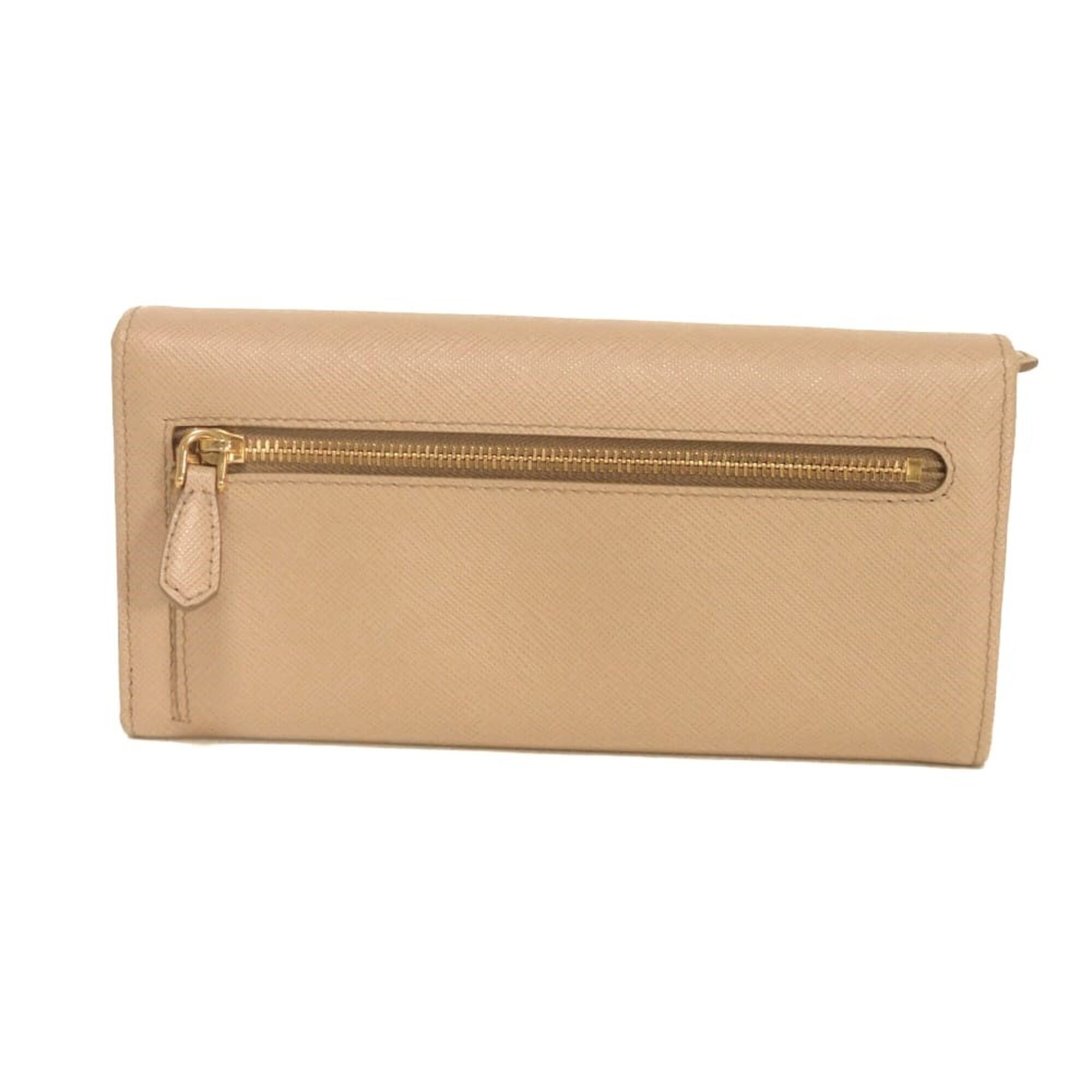 Prada Beige Saffiano Lux Long Wallet (Bi-Fold) (Pre-Owned)