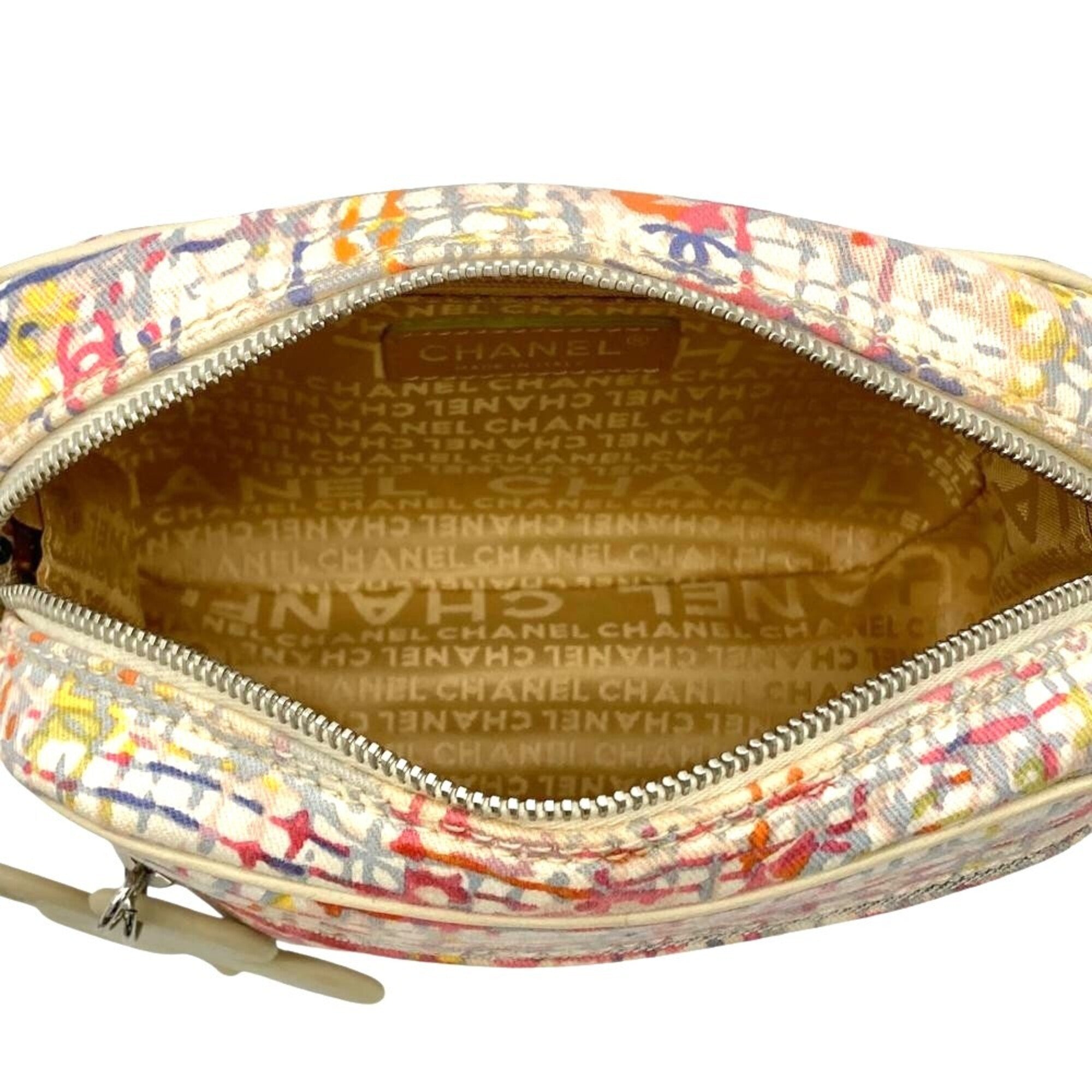 Chanel Beige Multi-Color Canvas Shoulder Bag (Pre-Owned)