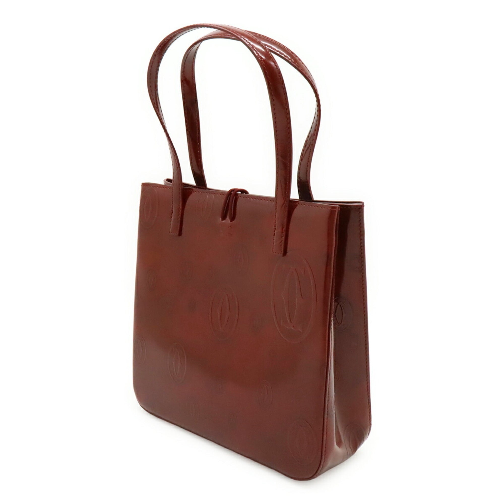 Cartier Happy Birthday Bordeaux Leather Handbag Tote Bag (Pre-Owned)