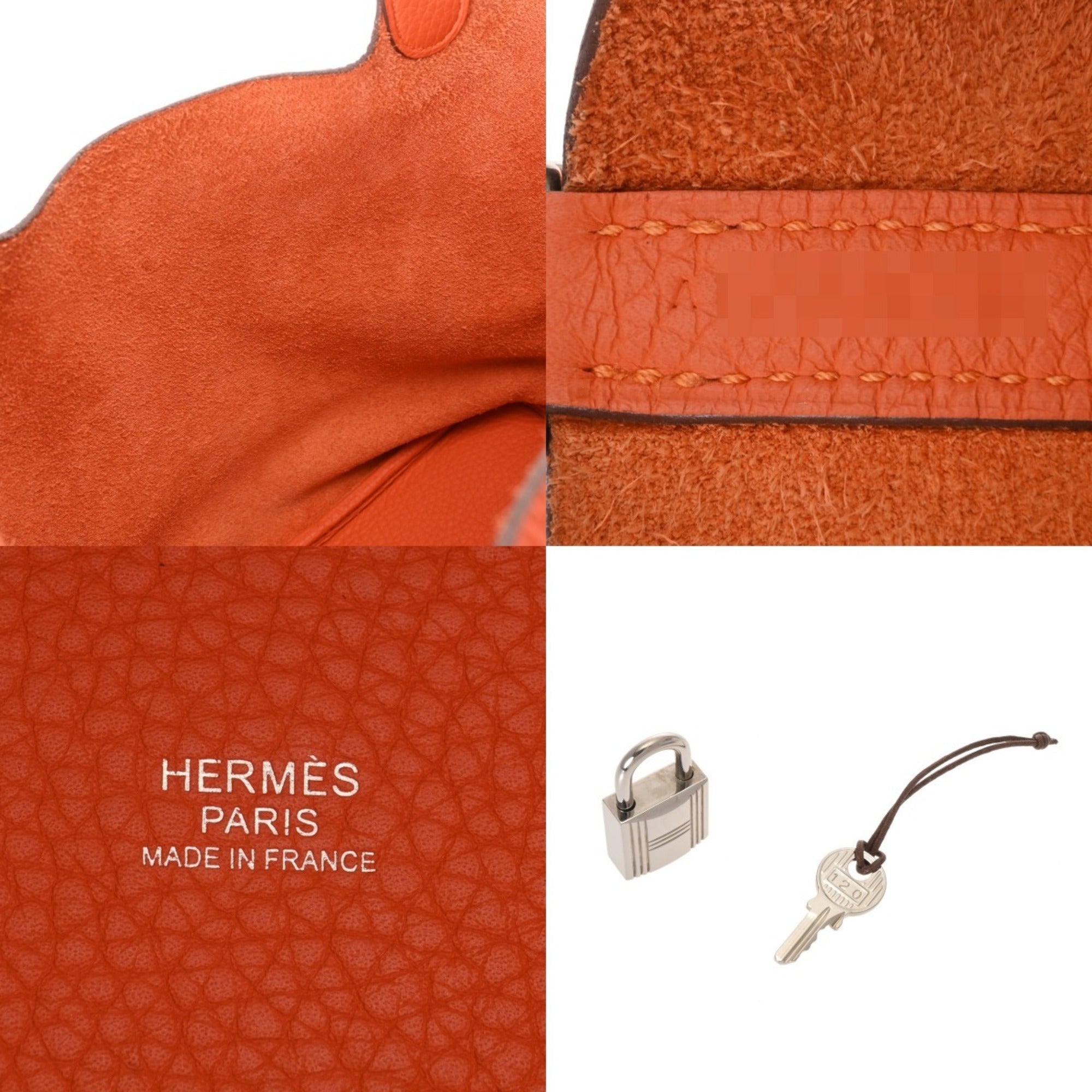 Hermes Orange Poppy Taurillon Clemence Leather Handbag (Pre-Owned)