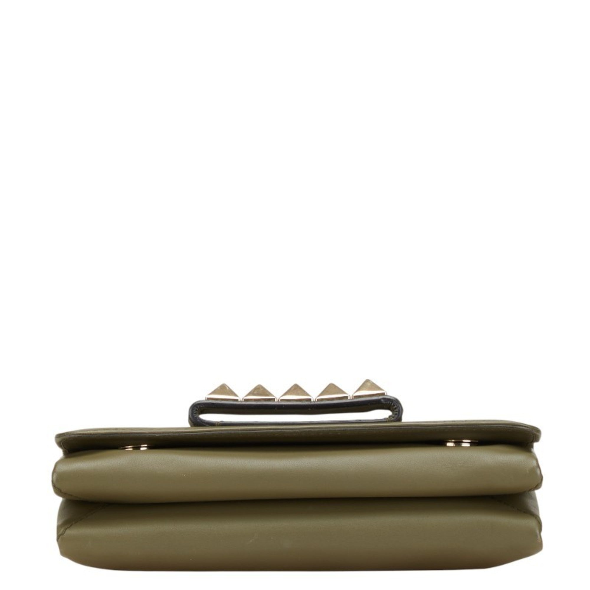 Valentino Garavani Green Khaki Leather Clutch Bag Shoulder Bag (Pre-Owned)