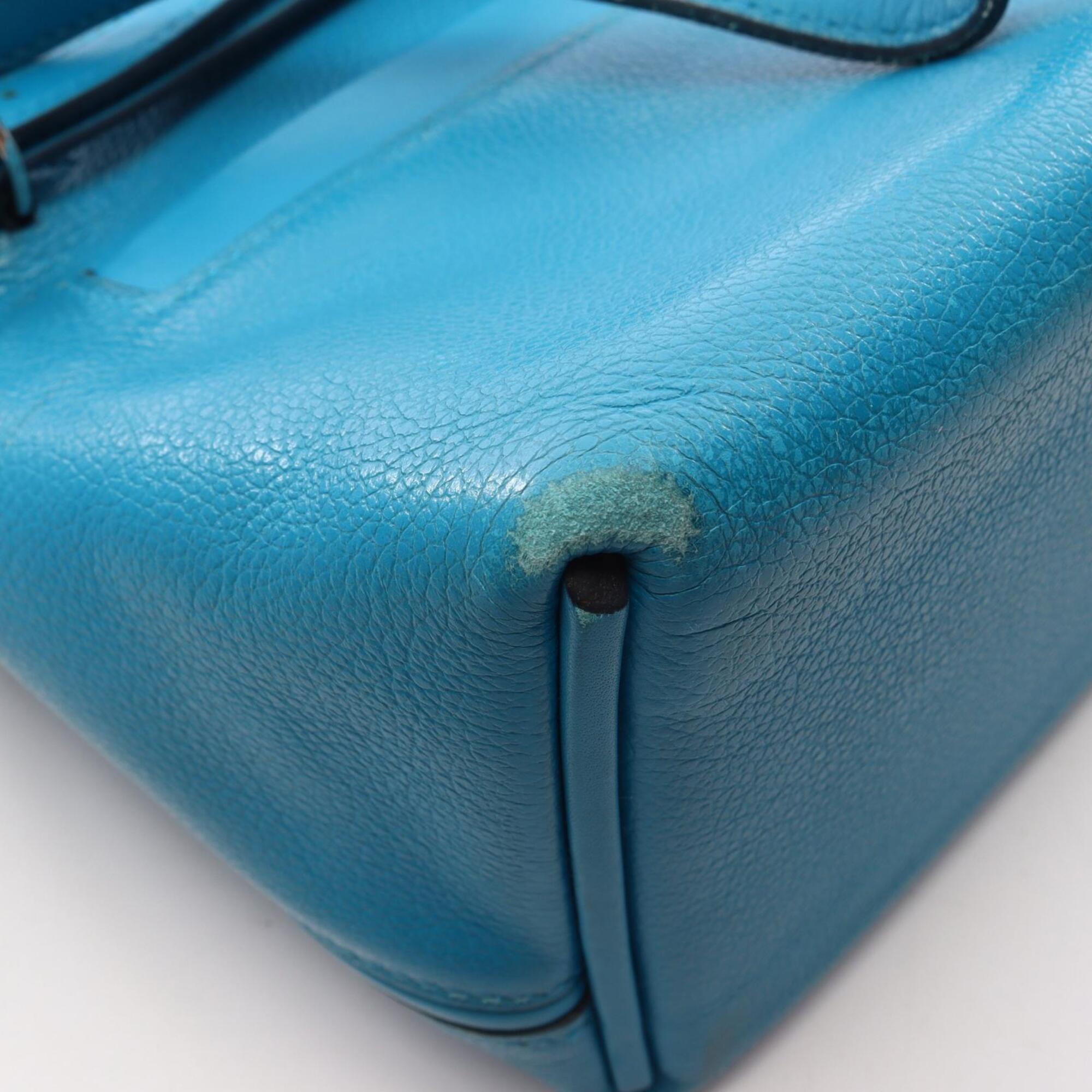 Hermes Blue Evercalf Leather Handbag (Pre-Owned)