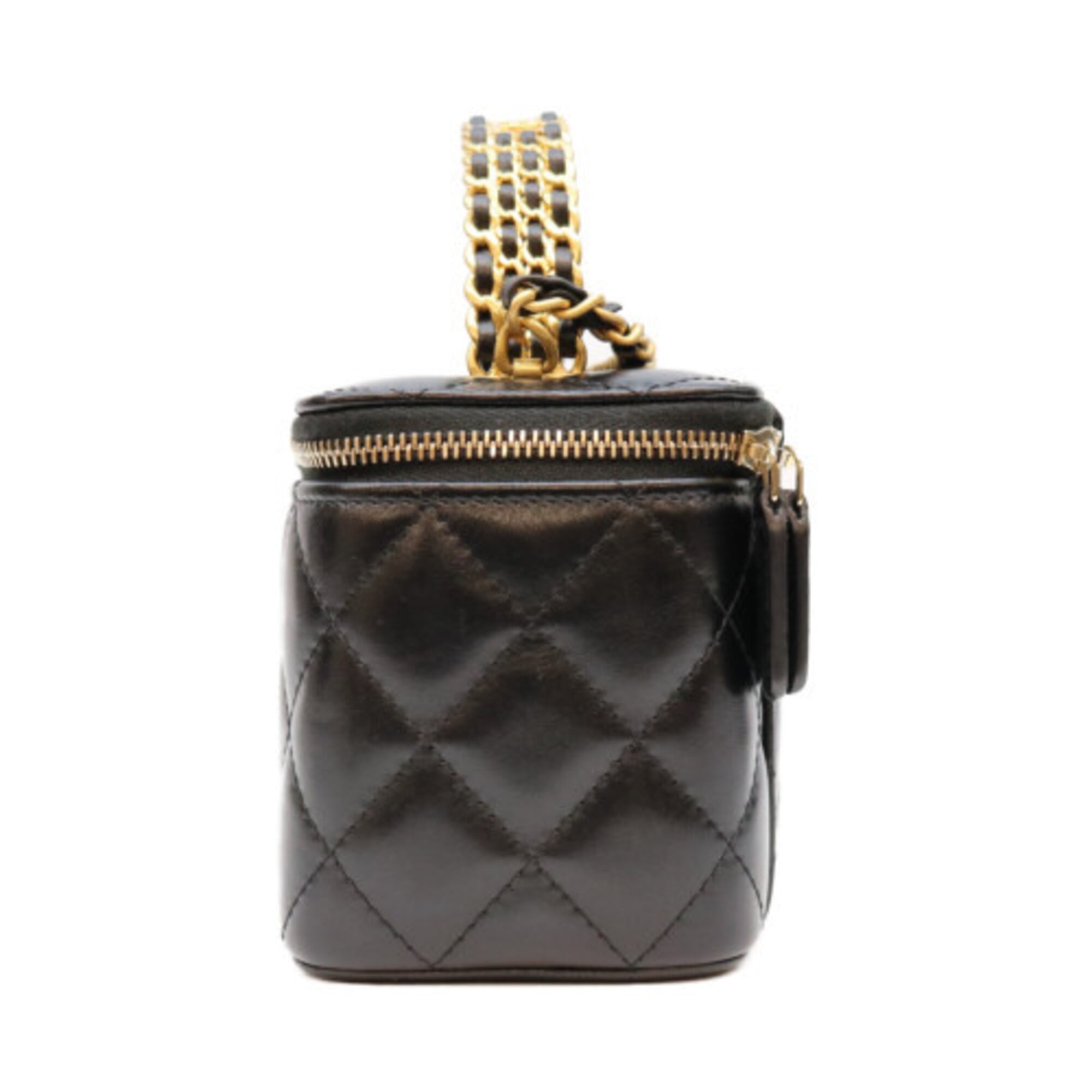Chanel Black Leather Shoulder Bag Vanity Bag (Pre-Owned)