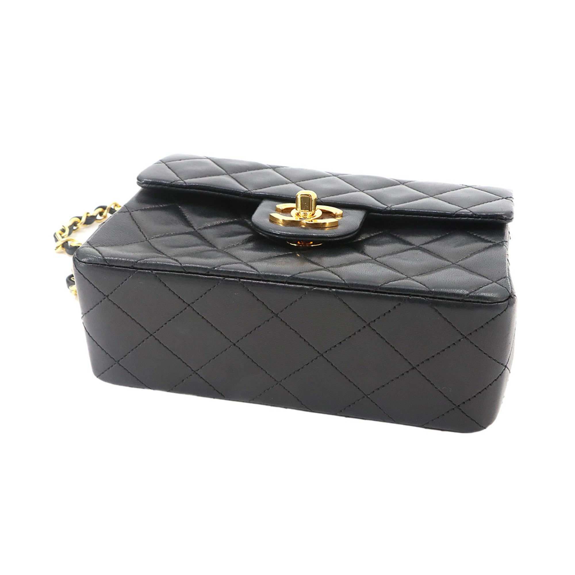 Chanel Black Leather Handbag Shoulder Bag (Pre-Owned)