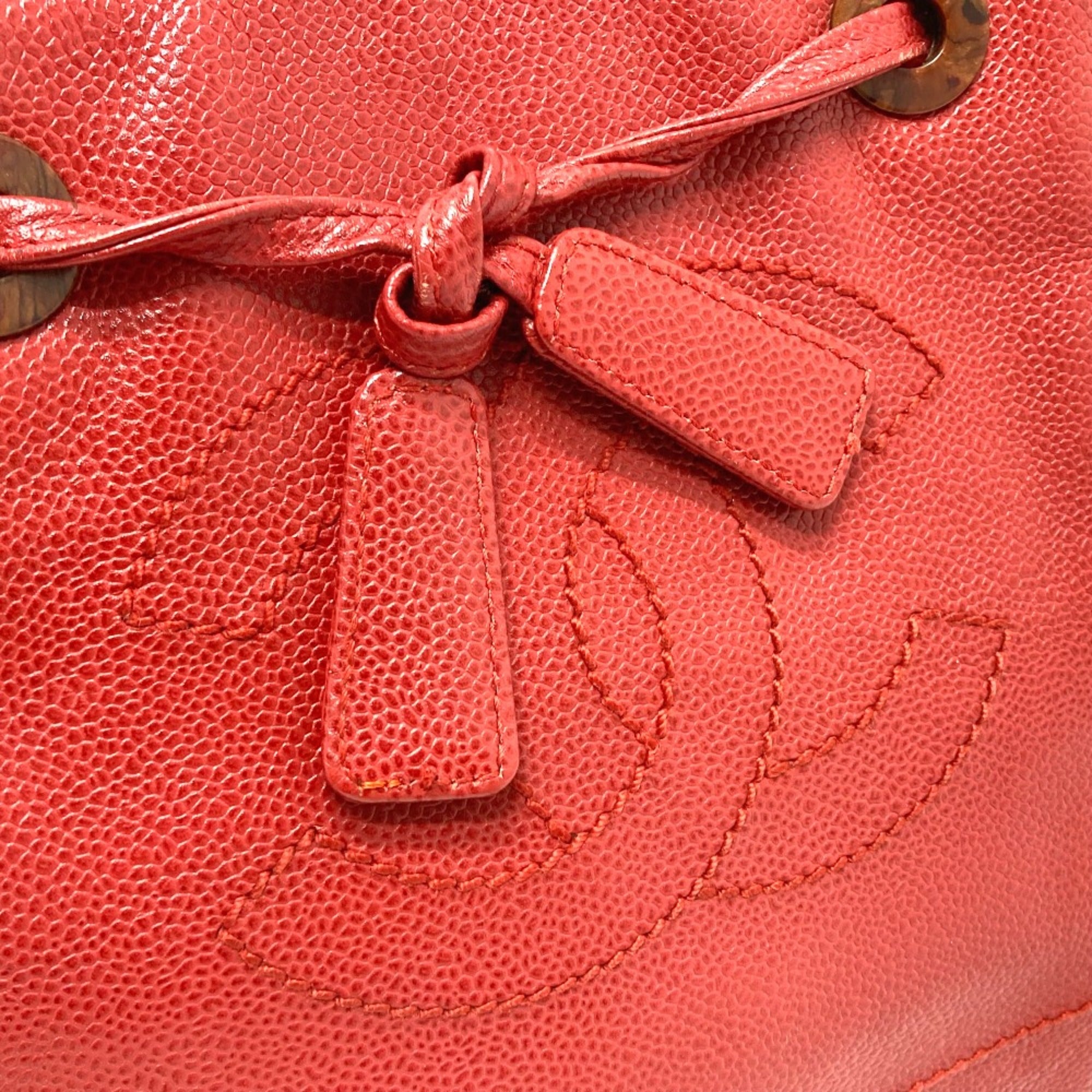 Chanel Red Leather Tote Bag (Pre-Owned)