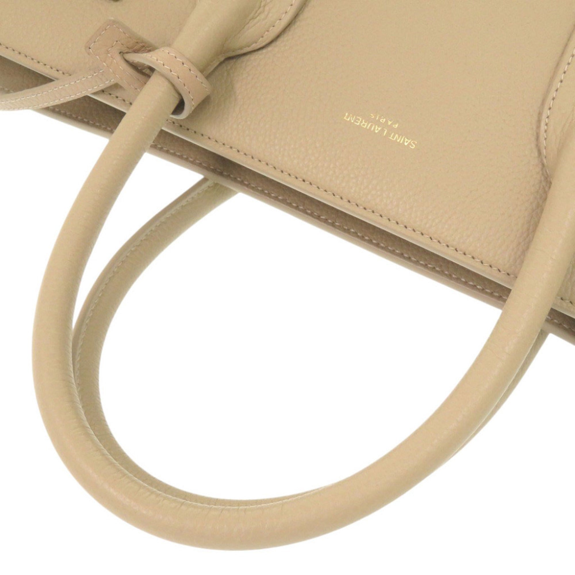 Yves Saint Laurent Beige Leather Handbag Shoulder Bag (Pre-Owned)