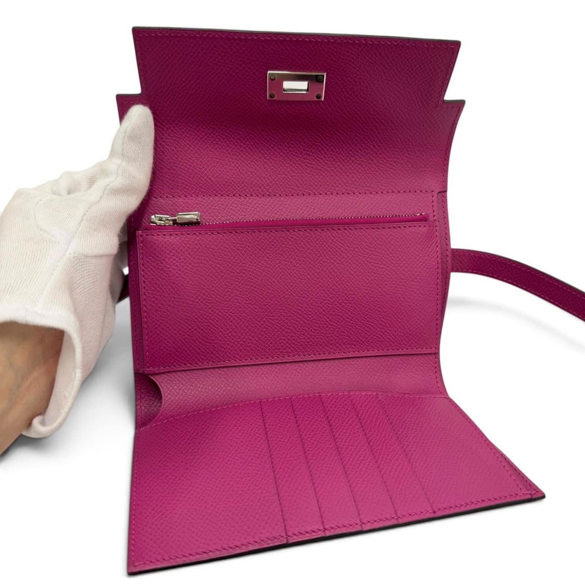 Hermes Rose Purple Epsom Leather Wallet (Tri-Fold) (Pre-Owned)